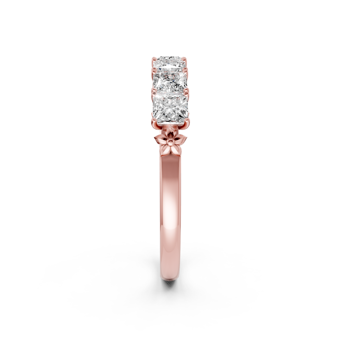 Princess Cut 7 Stone Lotus Band