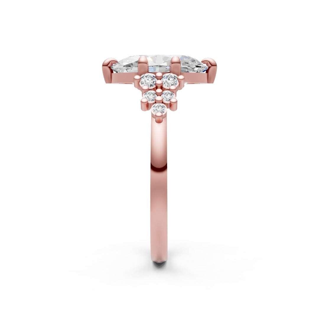 Oval Cut Lab Diamond Cluster Pave Engagement Ring