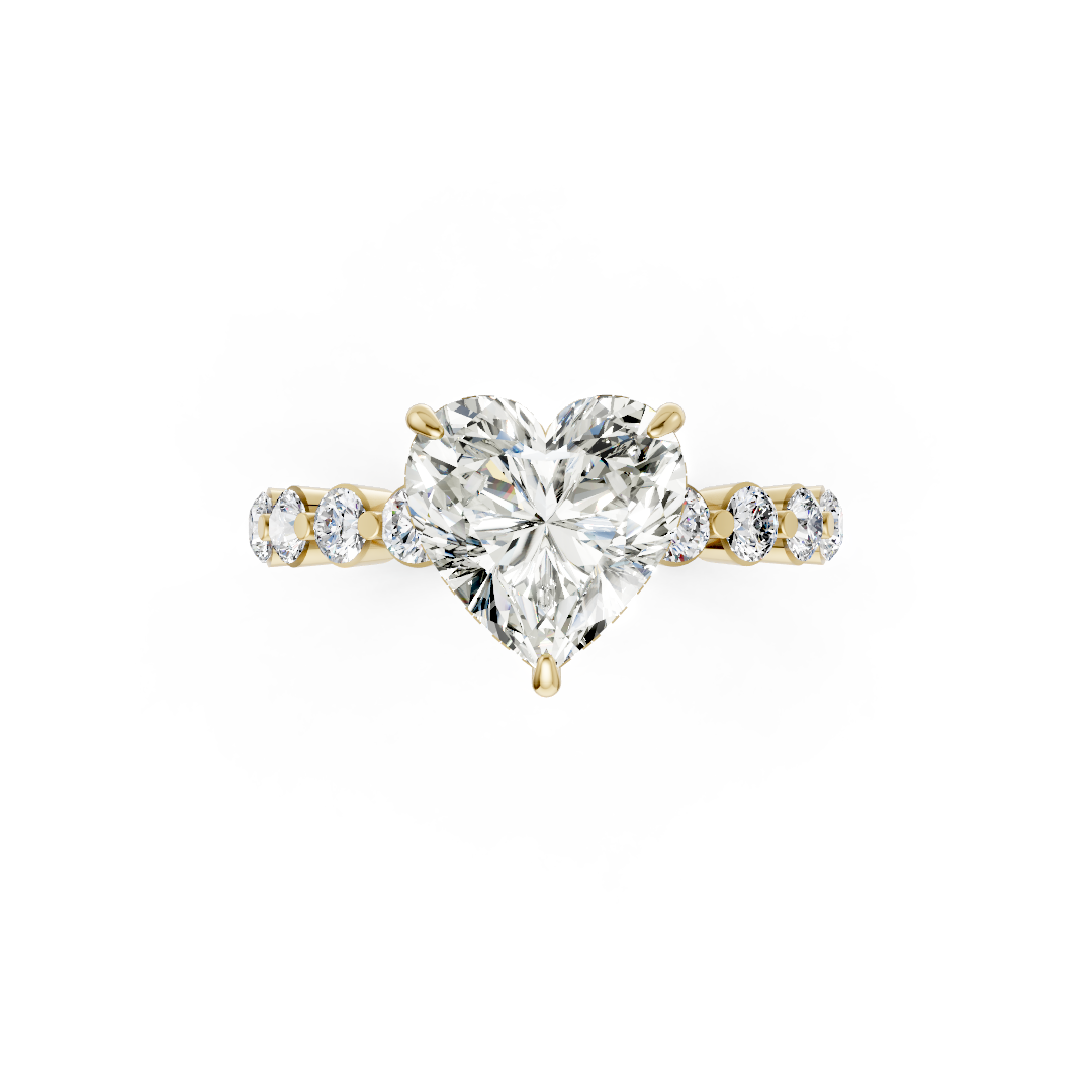 Heart Diamond Shared Prong Engagement Ring