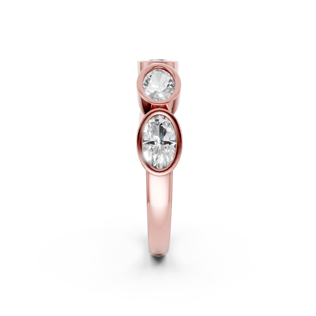 East West Oval Diamond Bezel Set Band