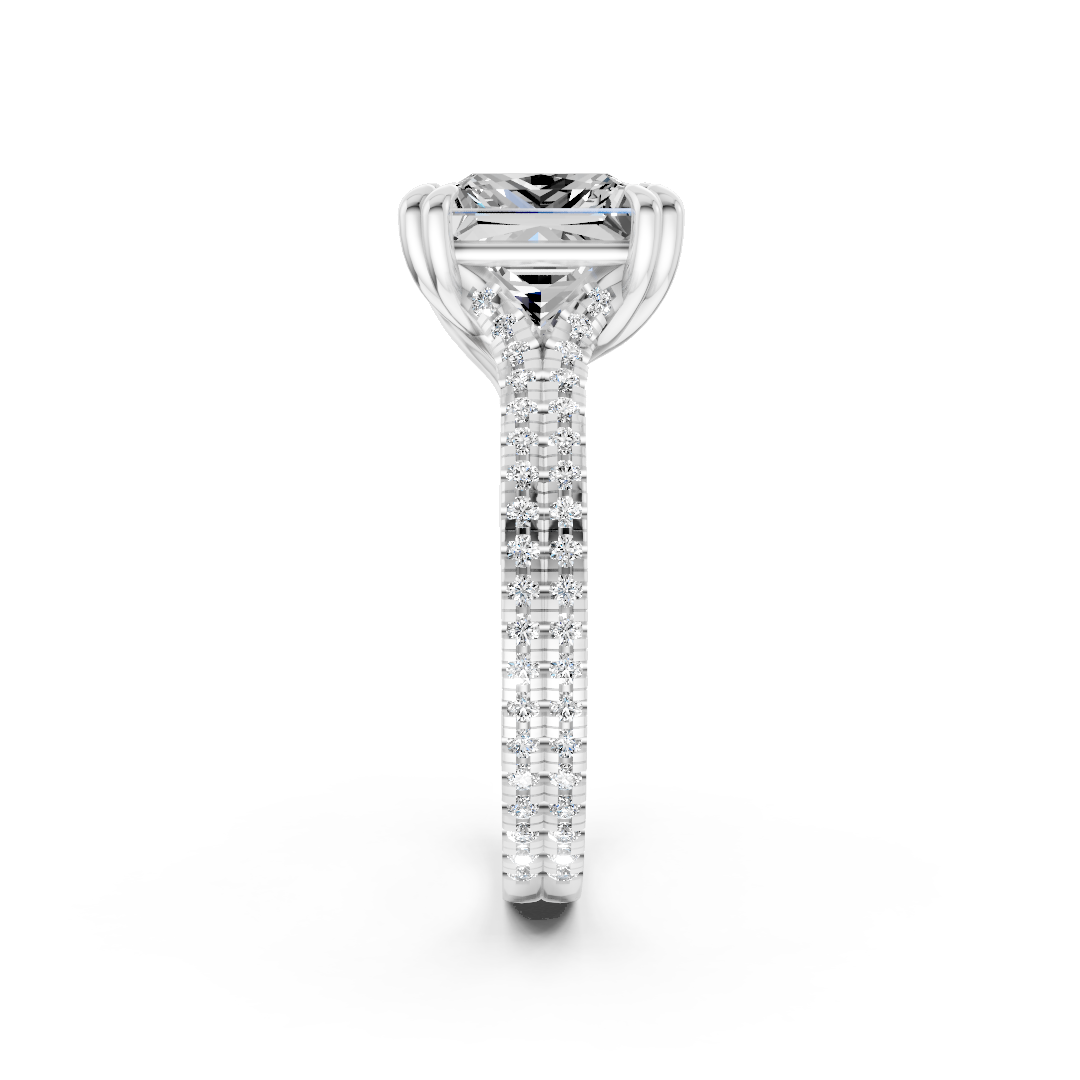 Princess Diamond Double Band Engagement Ring
