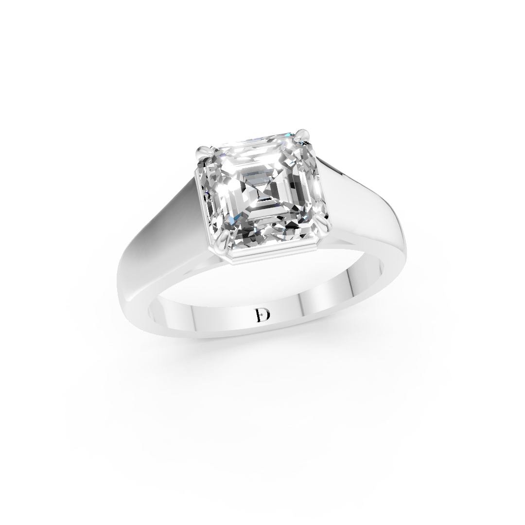 Asscher Diamond Tapered Band Ring