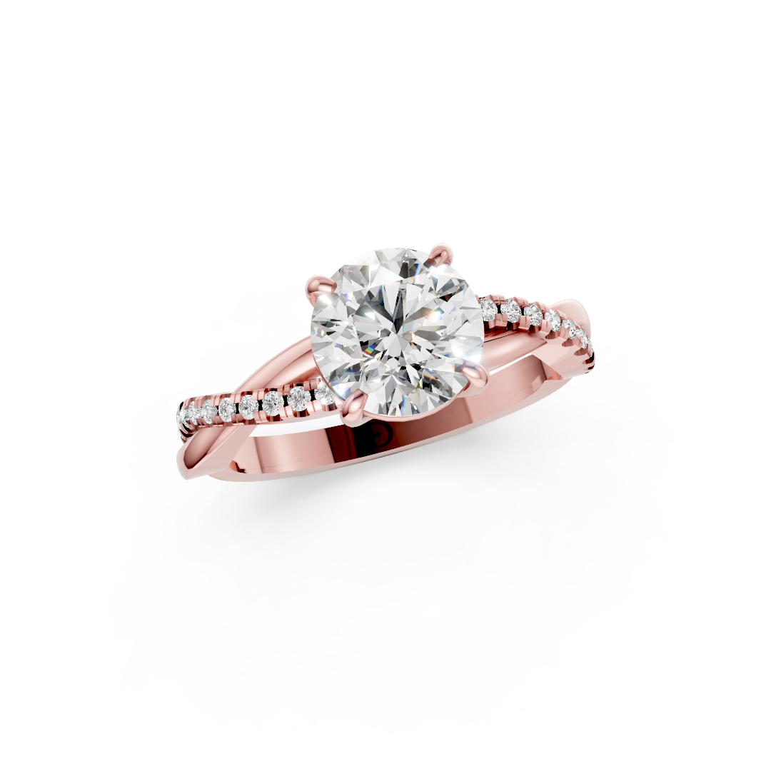Round Cut Diamond Twisted Infinity Ring With Half-Pavé Shank