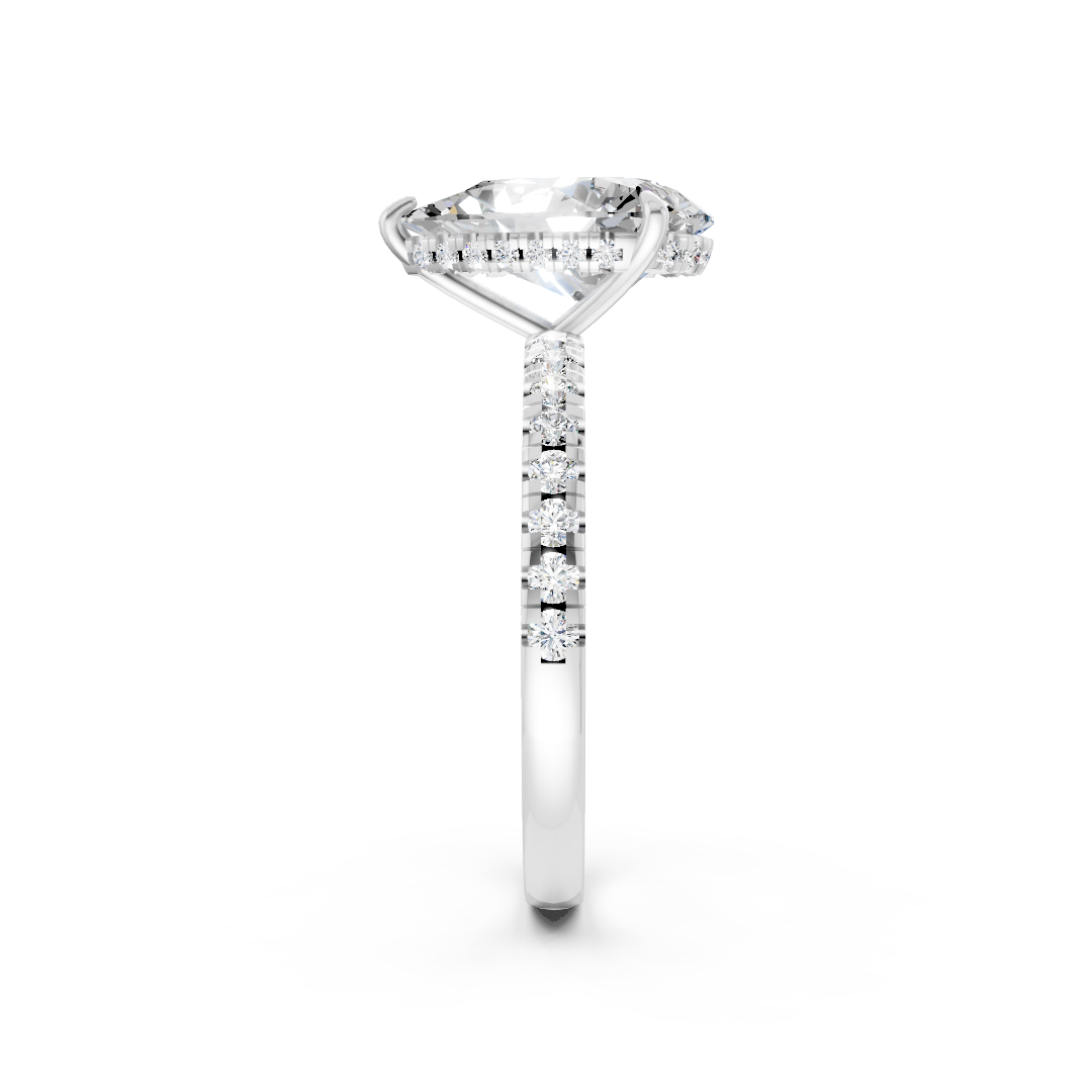 Pear Cut Hidden Halo Pave Set Ring