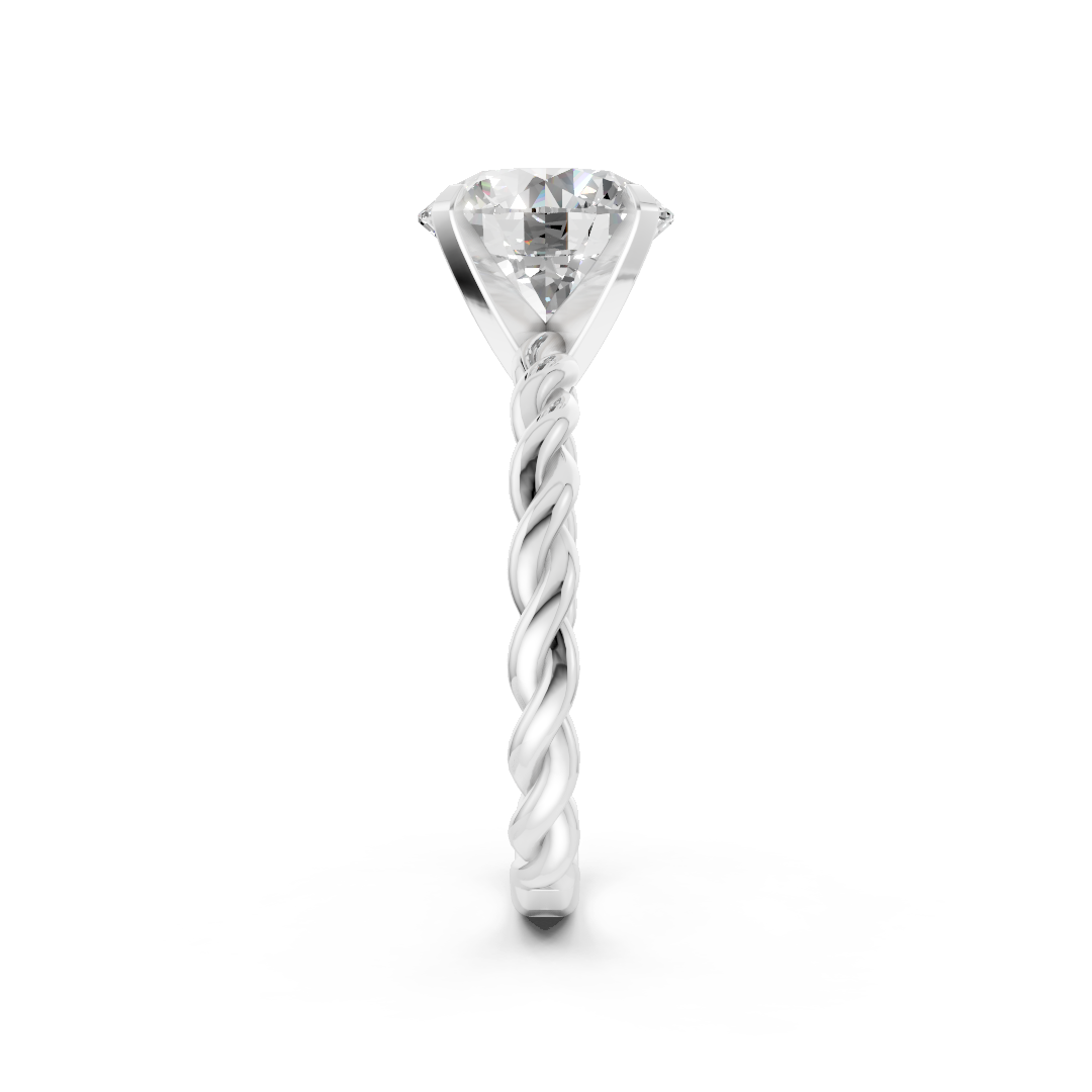 Round Diamond Twisted Shank Ring