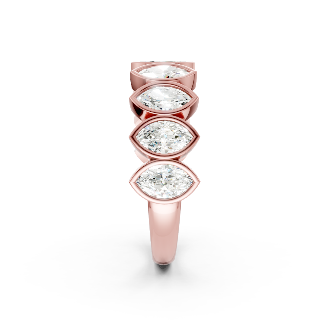 Bezel Set Marquise Diamond Half Eternity Band