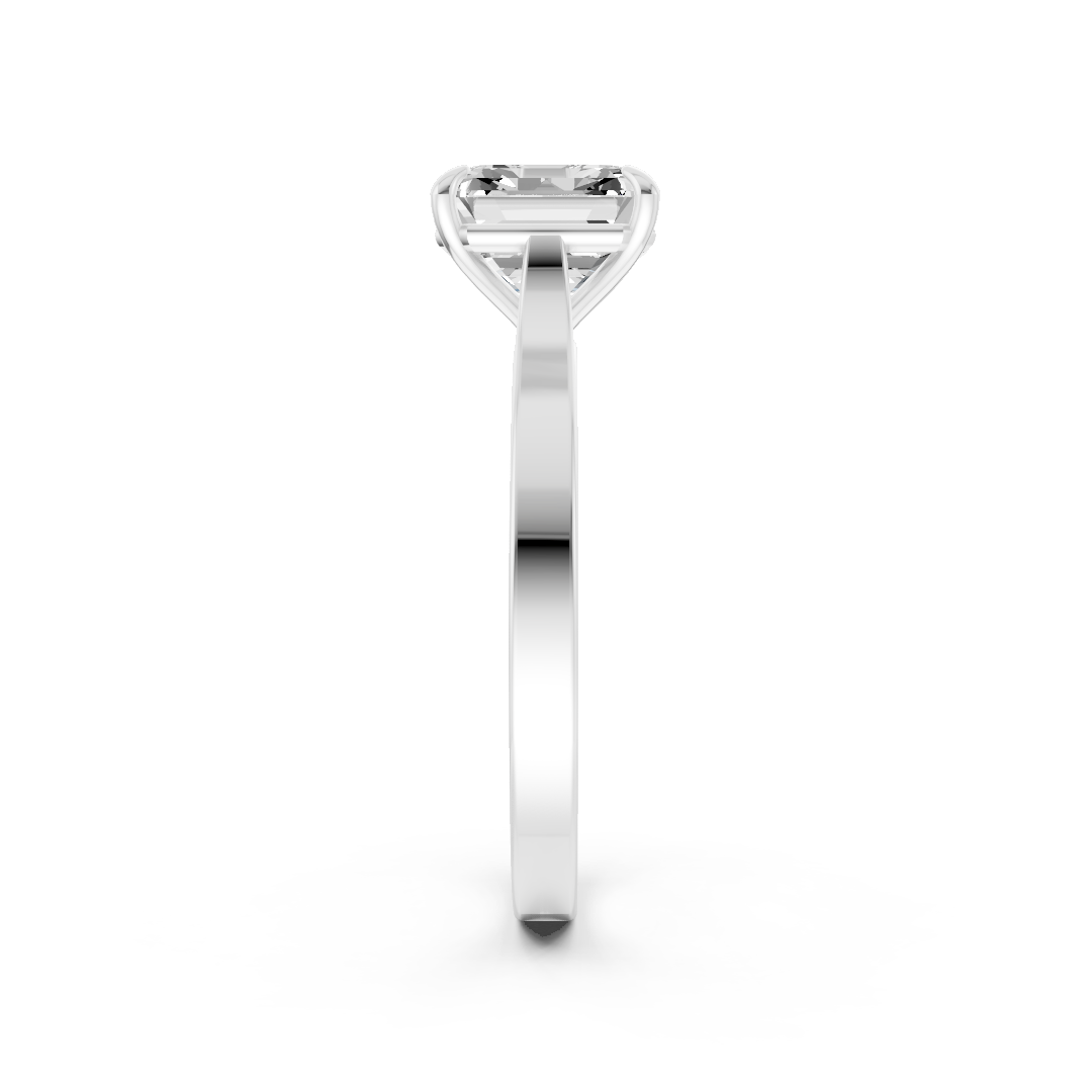 Asscher Solitaire Cathedral Shank Ring