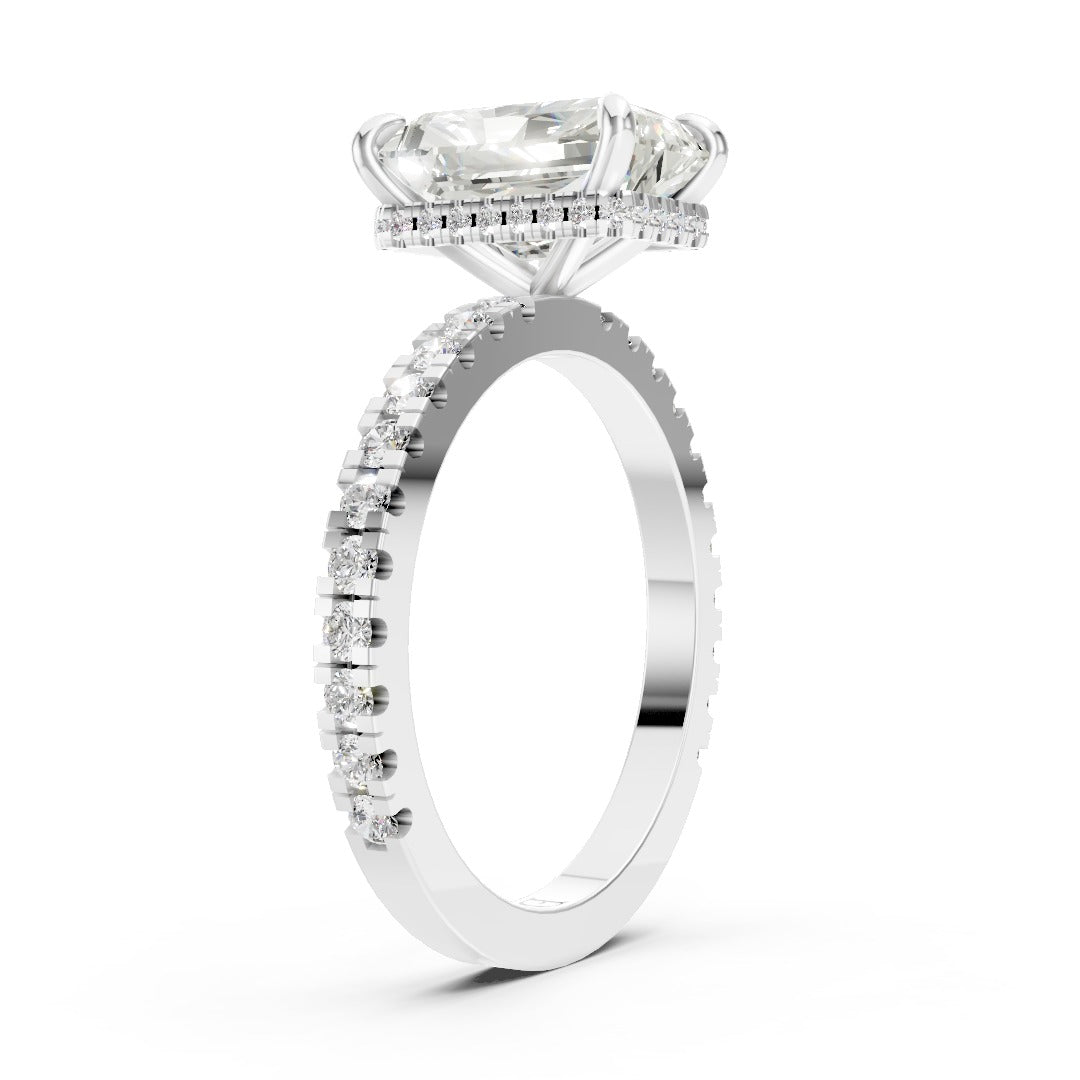 Radiant Diamond With Hidden Halo Anniversary Ring