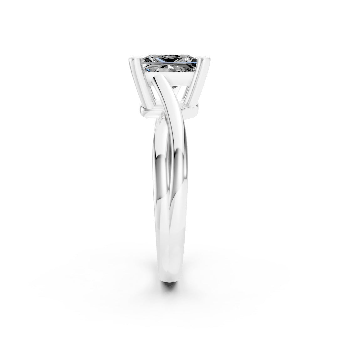 Twisted Shank Princess Diamond Solitaire Ring