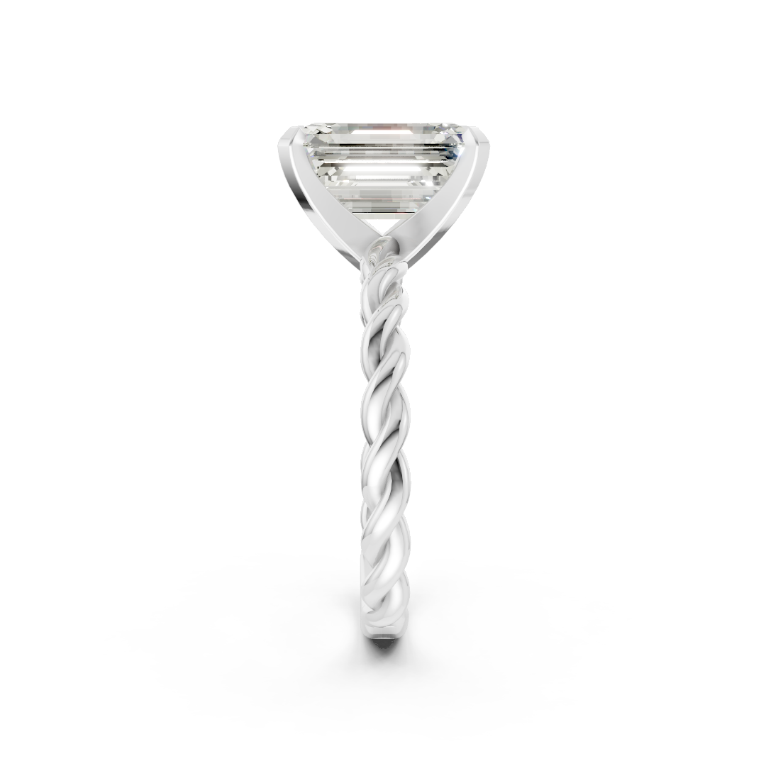 Emerald Diamond Twisted Shank Ring