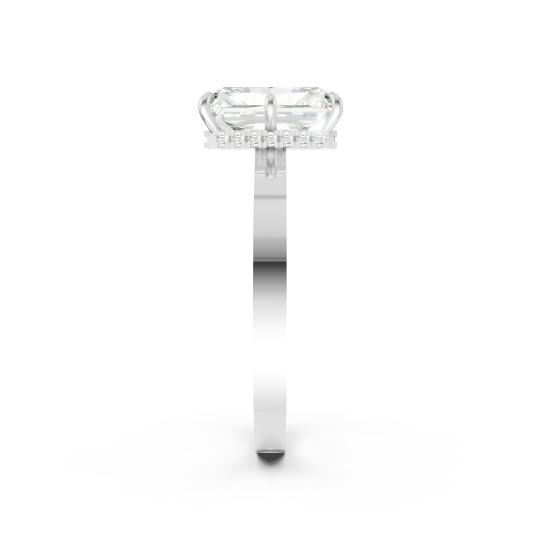 Radiant Solitaire Diamond Hidden Halo Ring