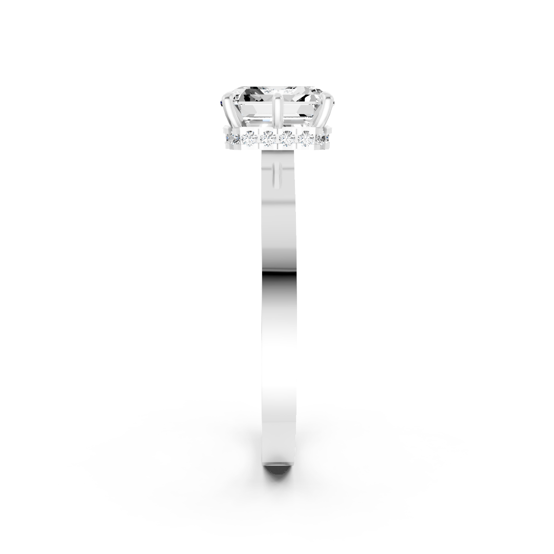 Asscher Solitaire Diamond Hidden Halo Ring