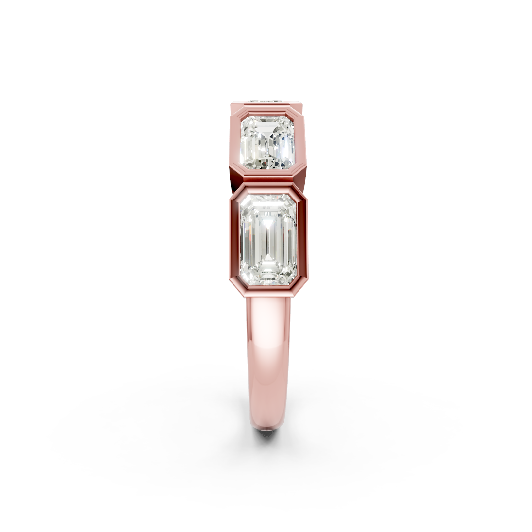 East West Emerald Diamond Bezel Set Band