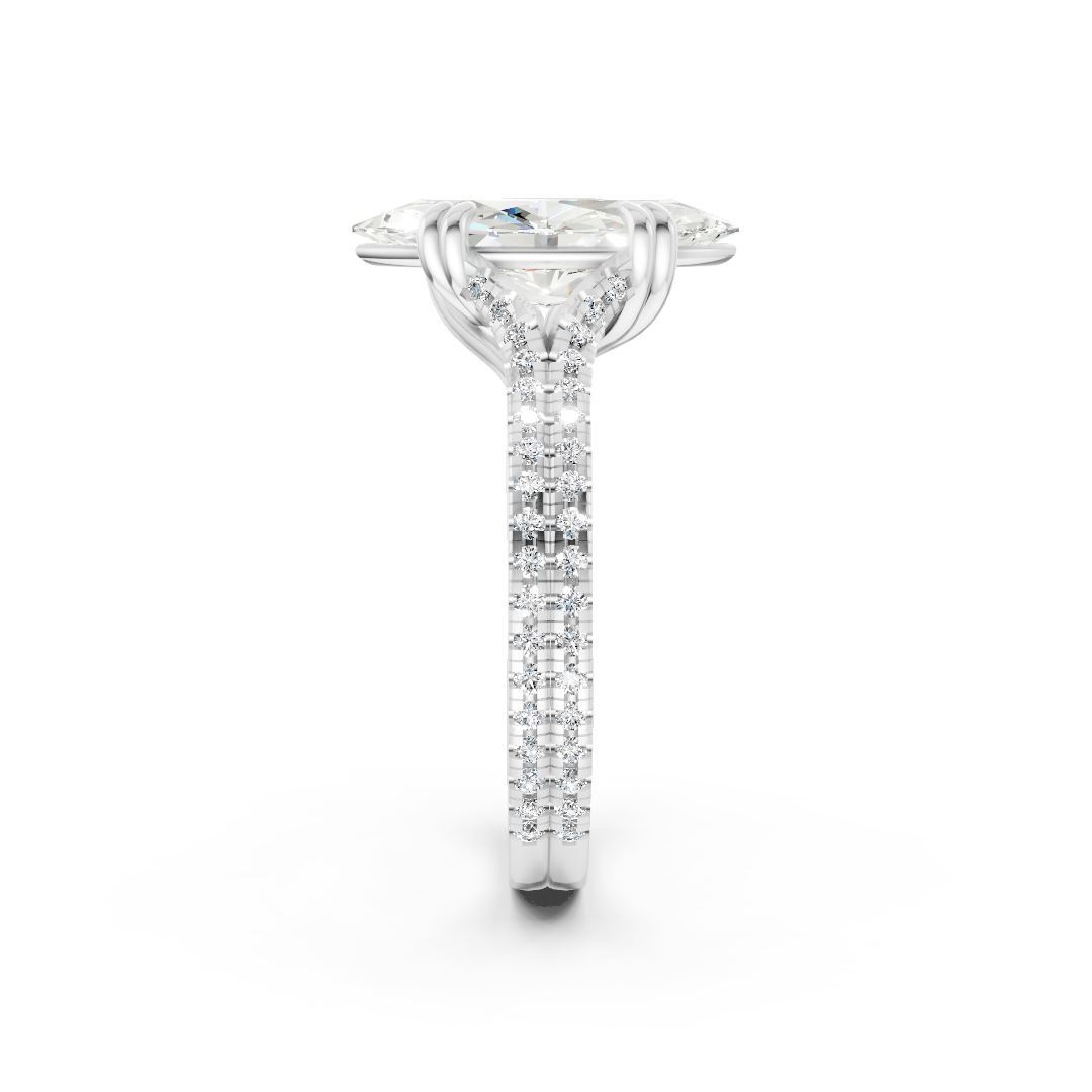 Marquise Diamond Double Band Engagement Ring