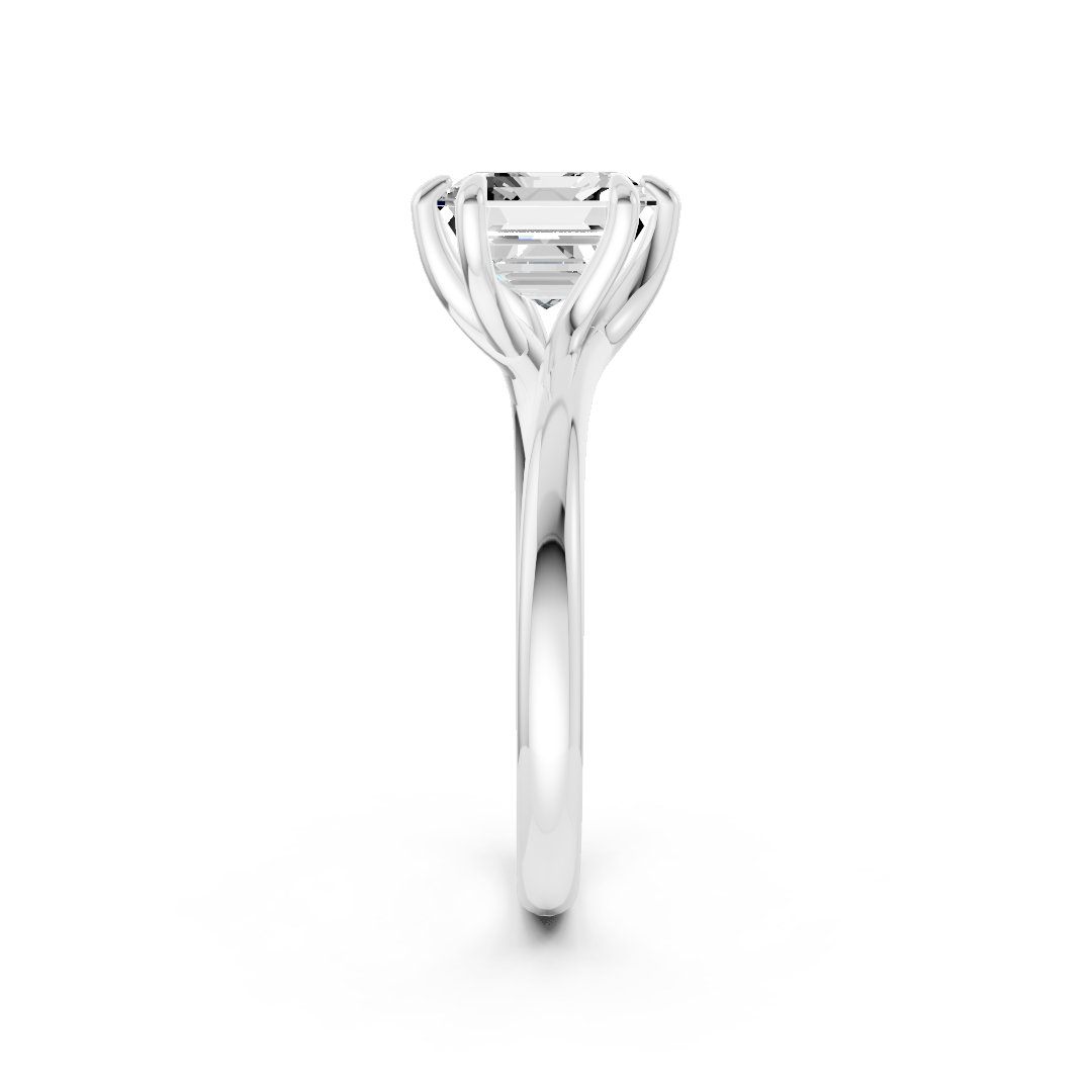Asscher Diamond Bypass Shank Solitaire Ring
