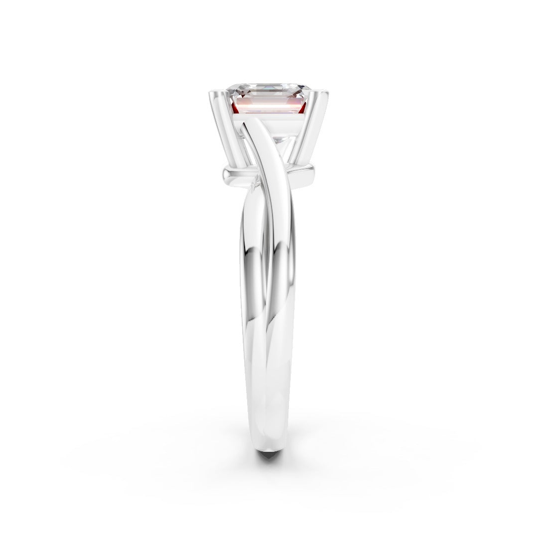 Twisted Shank Asscher Diamond Solitaire Ring