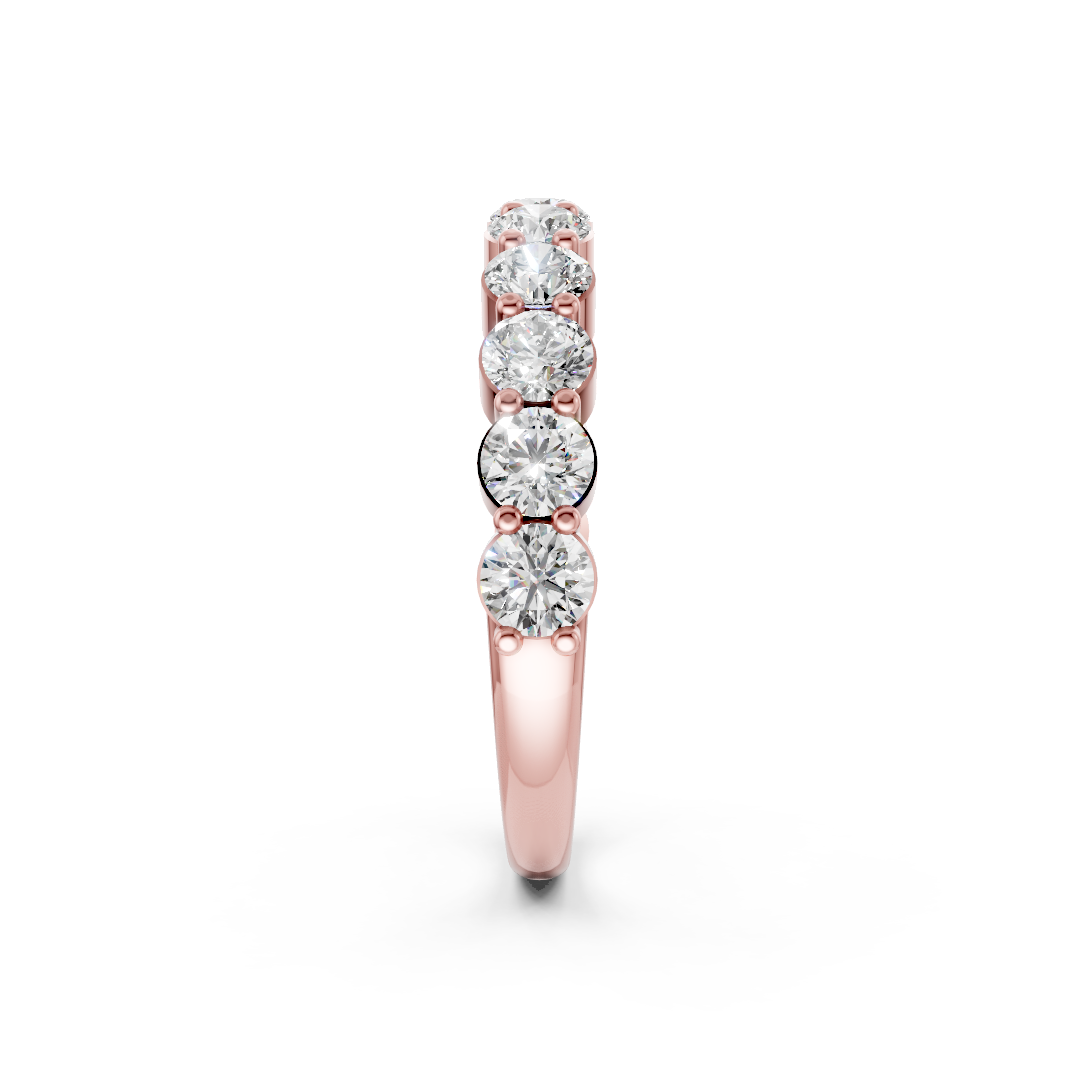 Shared Prong Round Cut Half Eternity Band