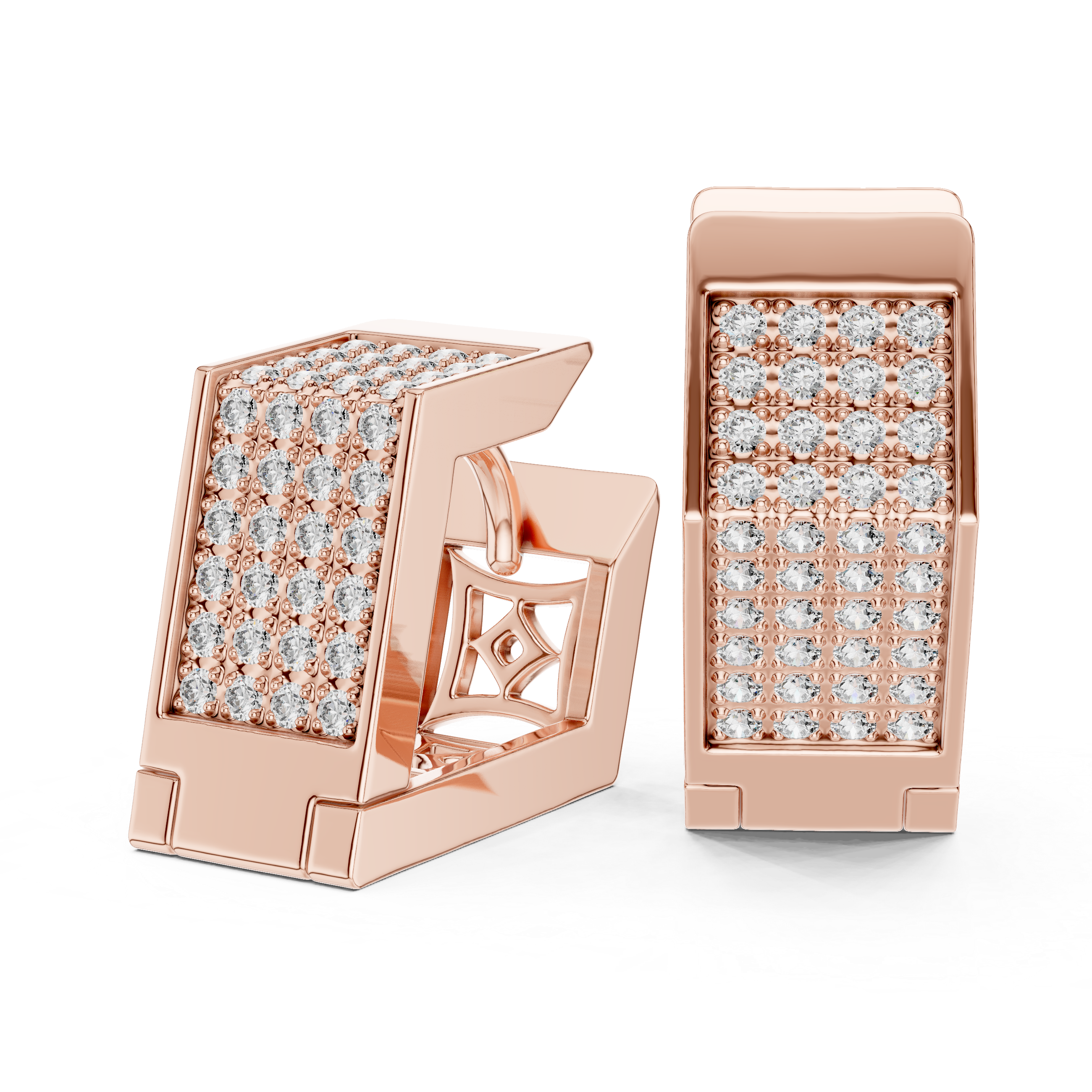 Pave Set Lab Grown Diamond Hoops Earrings