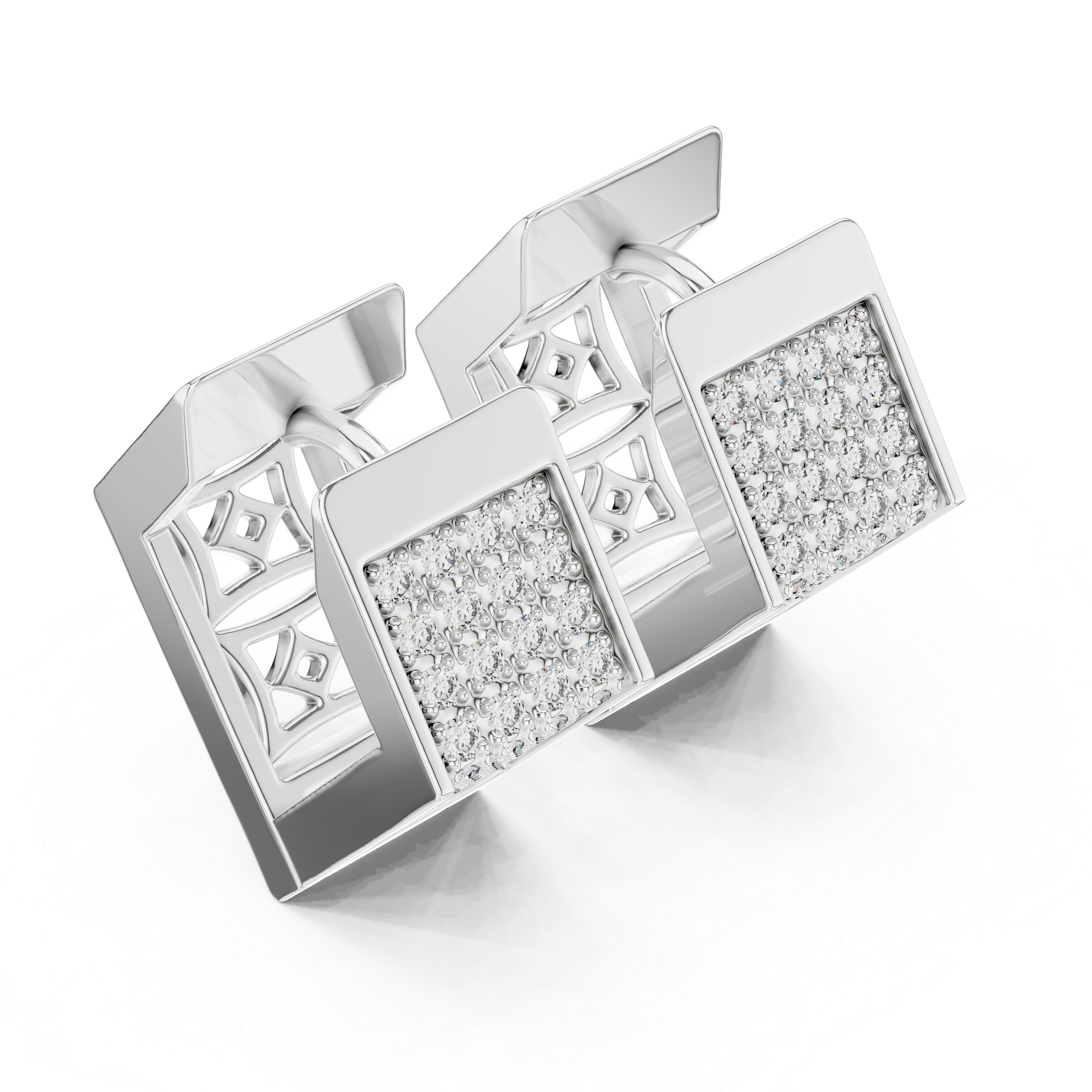Pave Set Lab Grown Diamond Hoops Earrings