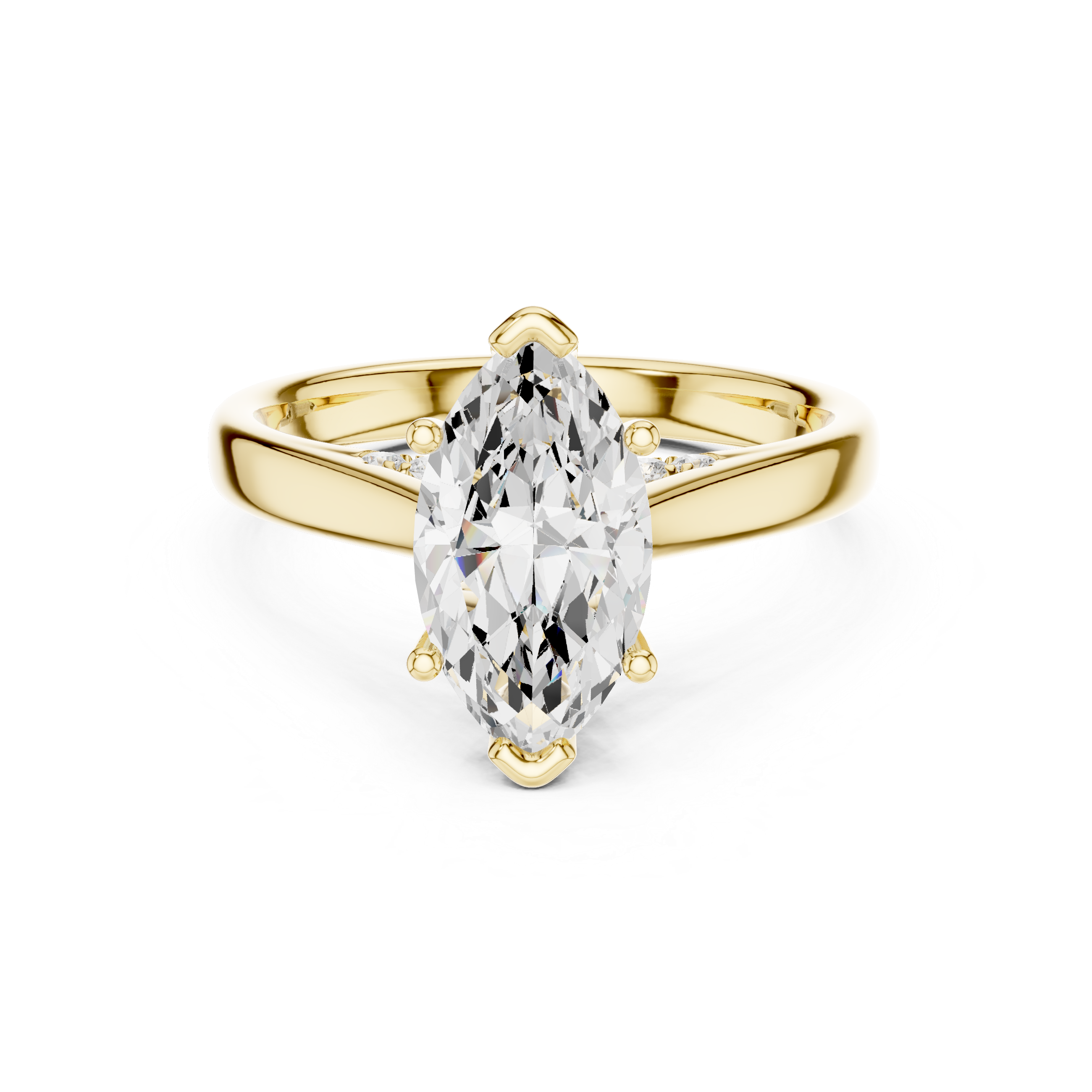 Marquise Cut Cathedral Solitaire Ring With Hidden Pave Bridge