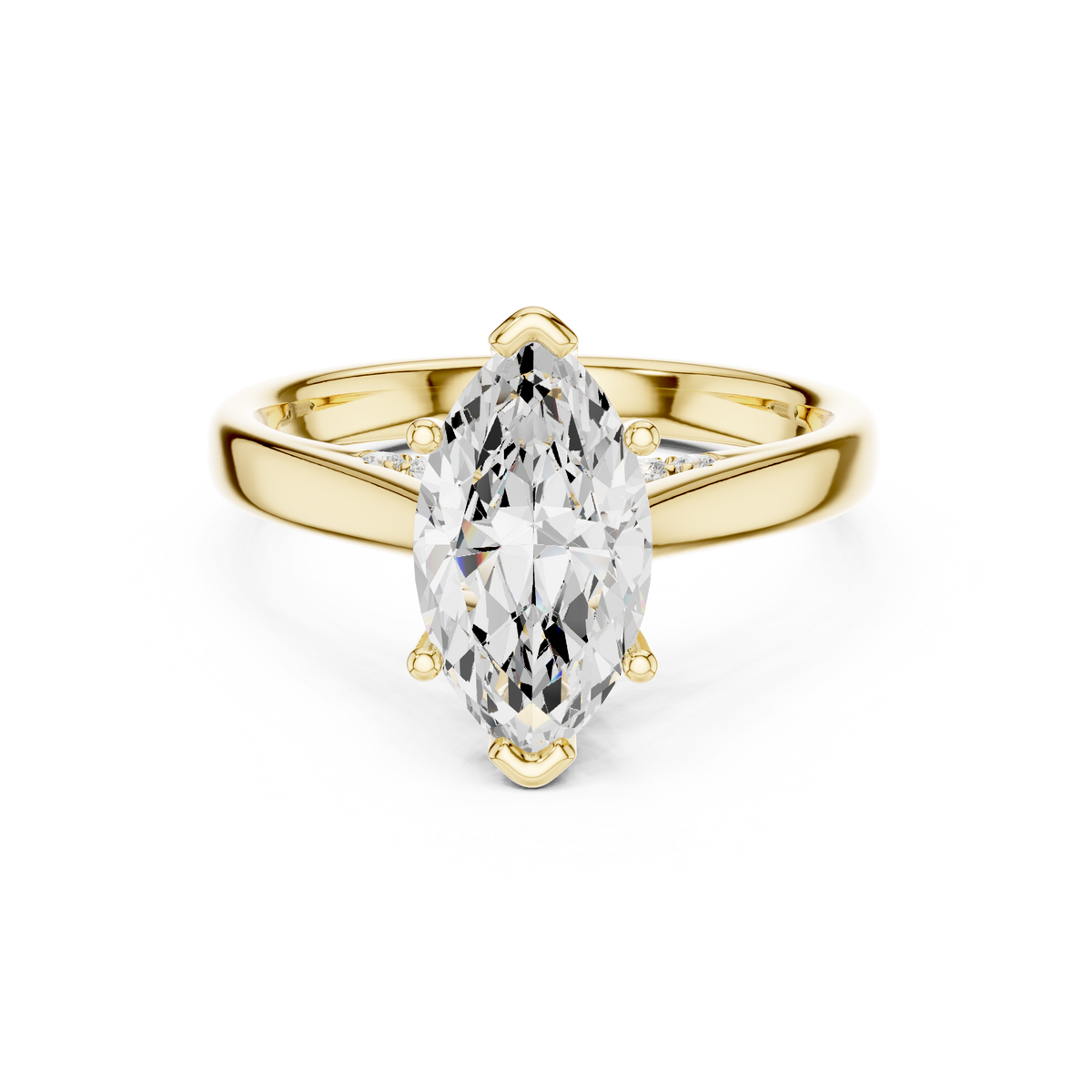 Marquise Cut Cathedral Solitaire Ring With Hidden Pave Bridge
