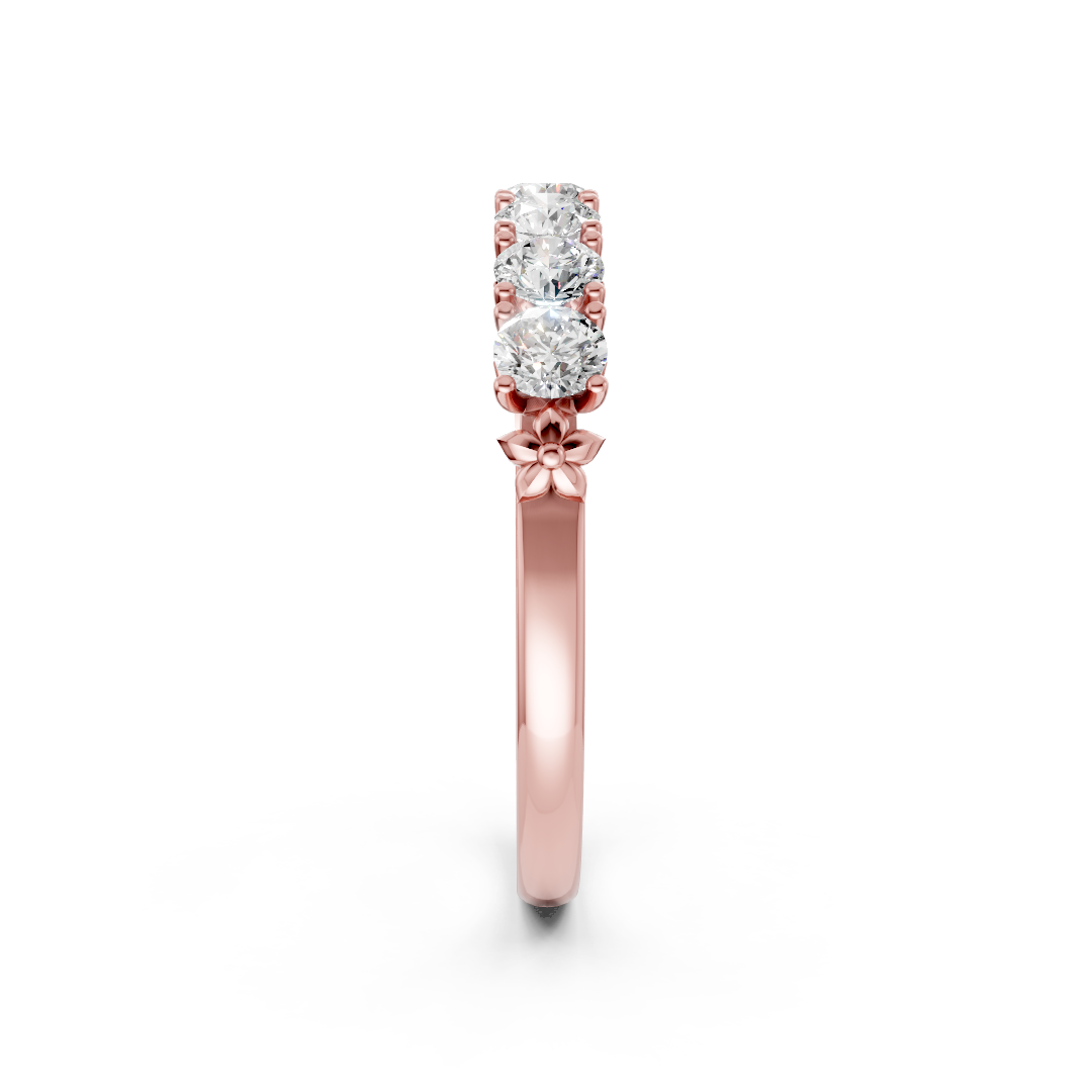 Round Cut 7 Stone Lotus Band