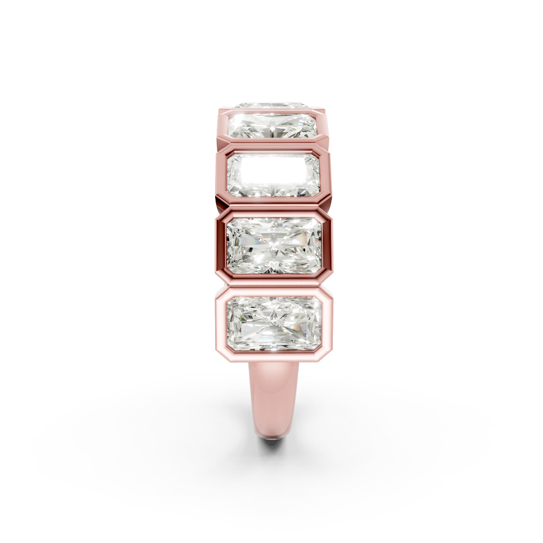 Bezel Set Radiant Diamond Half Eternity Band