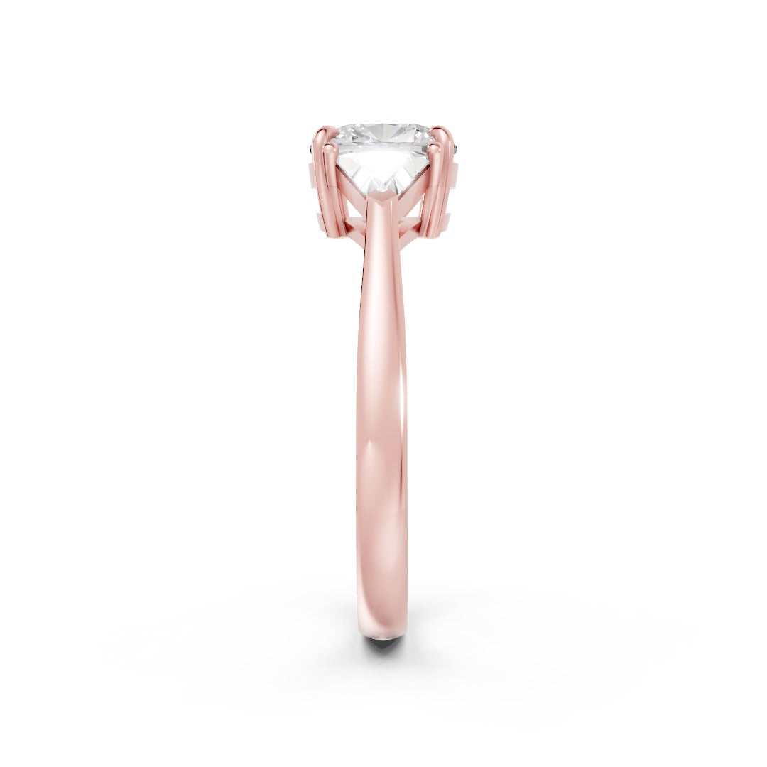 Cushion Cut Diamond Engagement Ring with Trillion Cut Side Stones