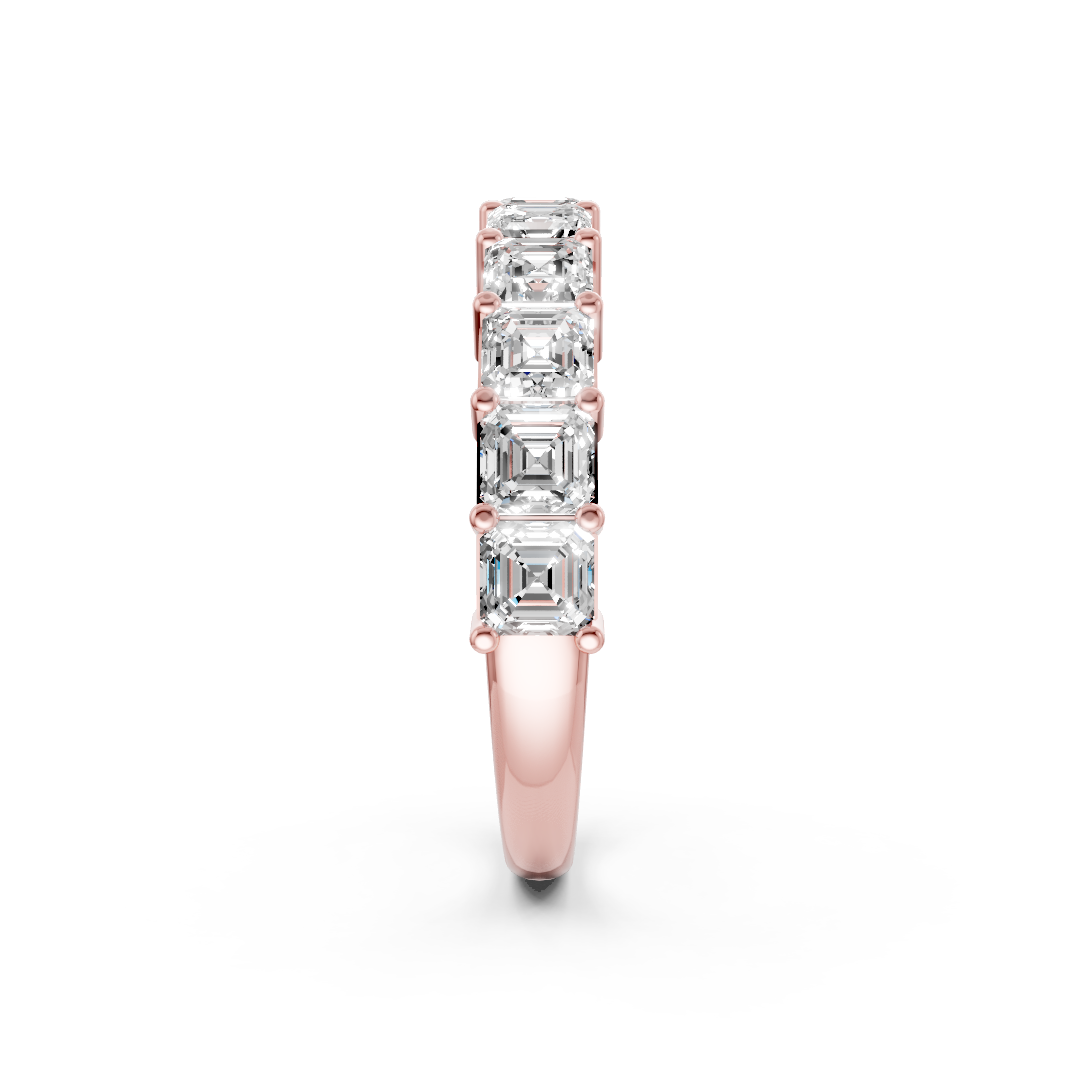 Shared Prong Asscher Cut Half Eternity Band