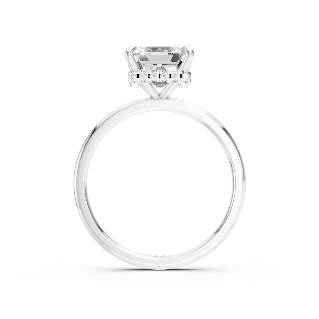 Hidden Halo Asscher Cut Diamond Engagement Ring