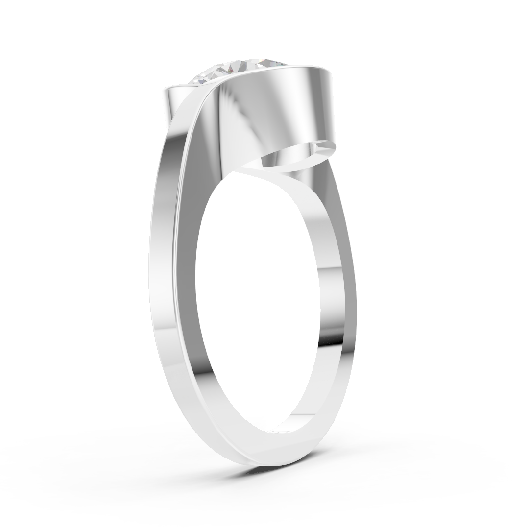 Round Cut Diamond Bypass Bezel Engagement Ring