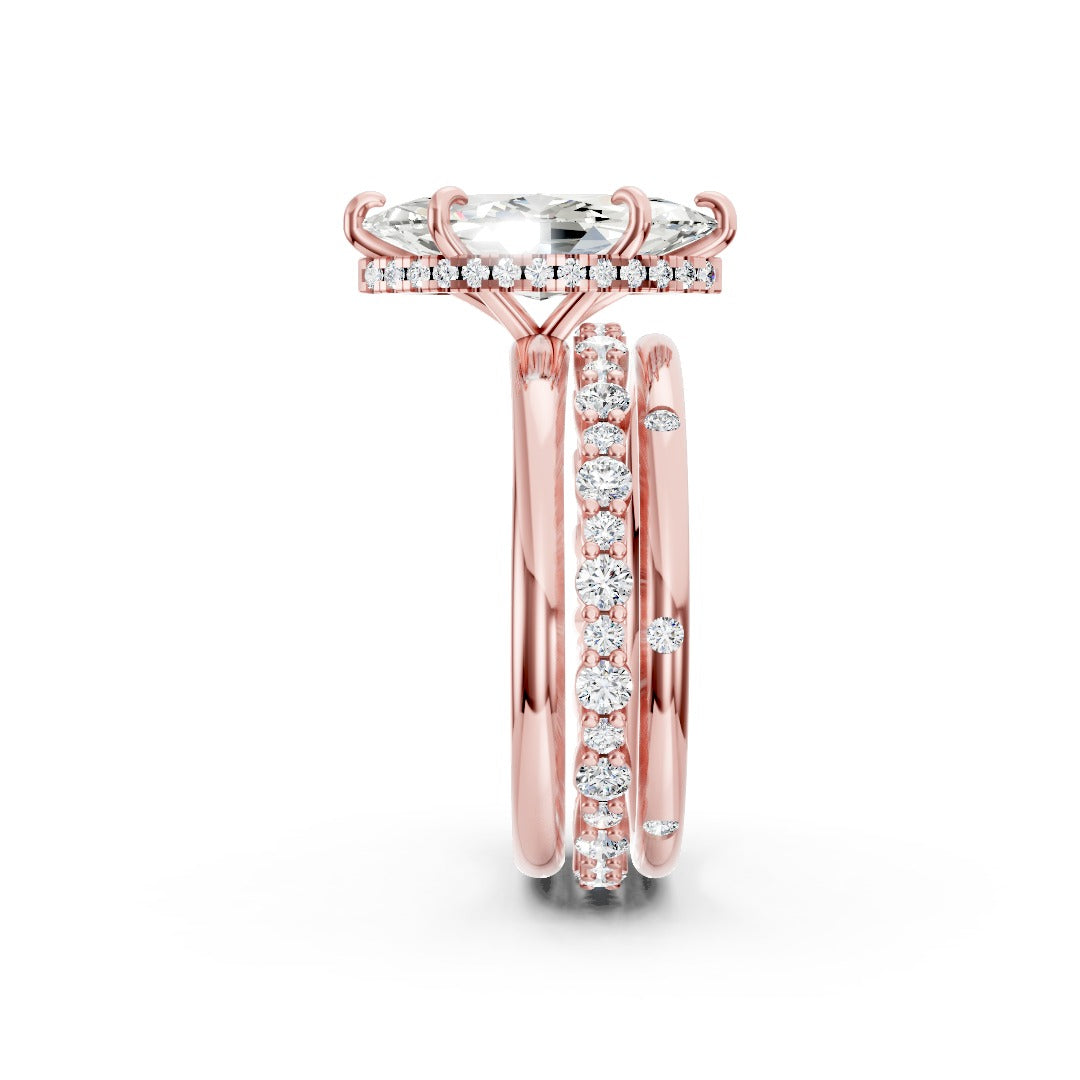 Marquise Cut Lab Diamond Three Piece Wedding Ring Set