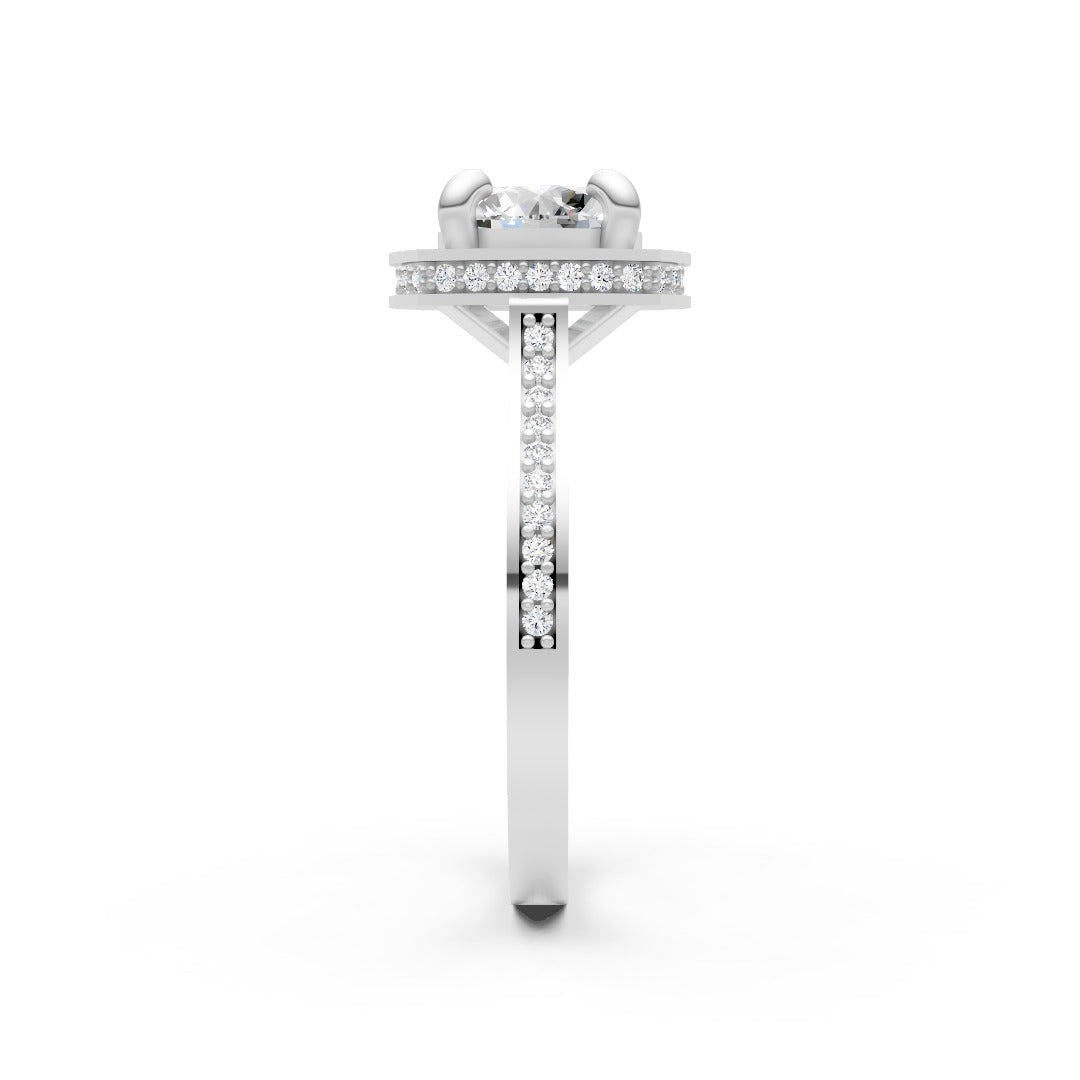 Round Diamond Halo Pave Engagement Ring