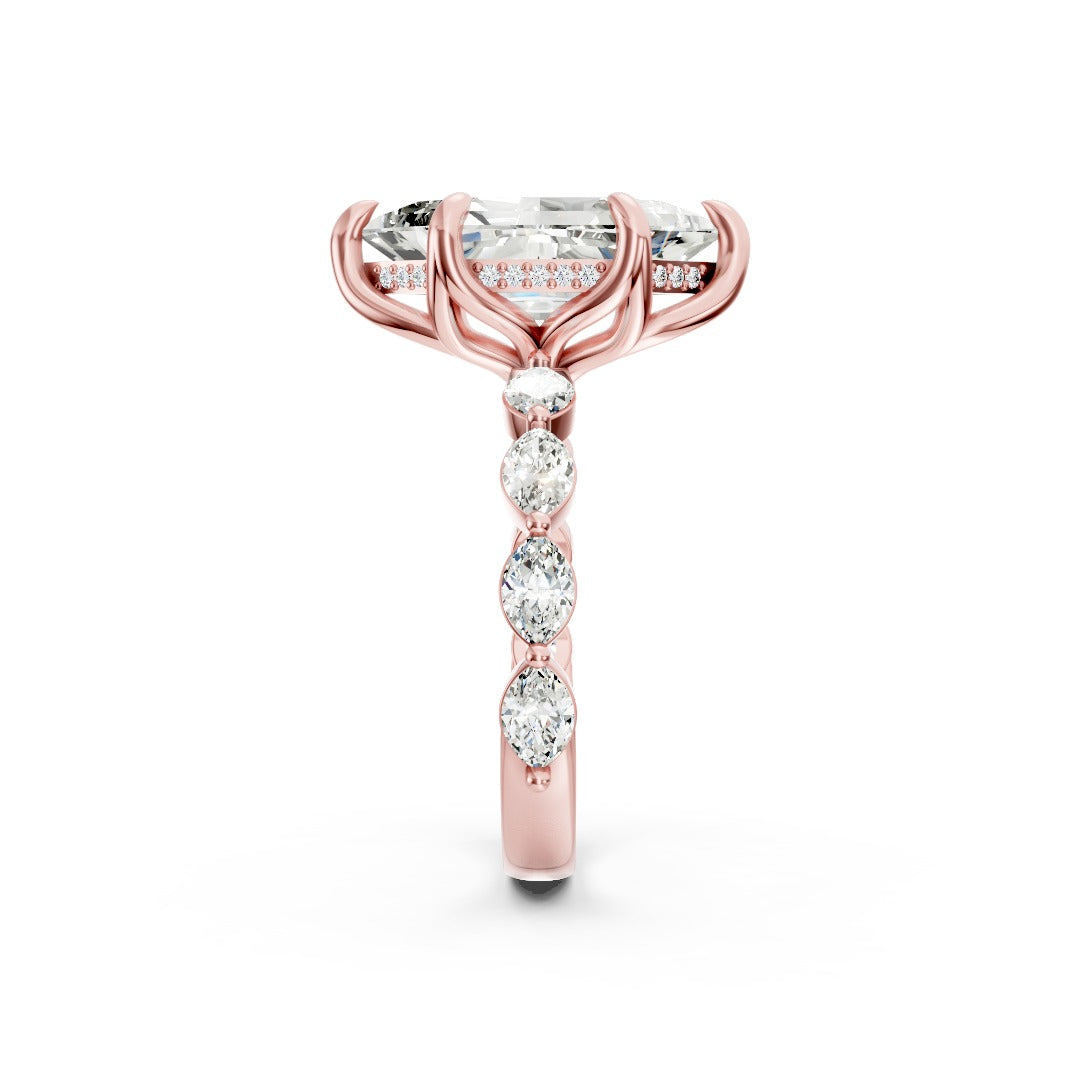 Dutch Marquise Cut Diamond Elegant Hidden Halo Ring