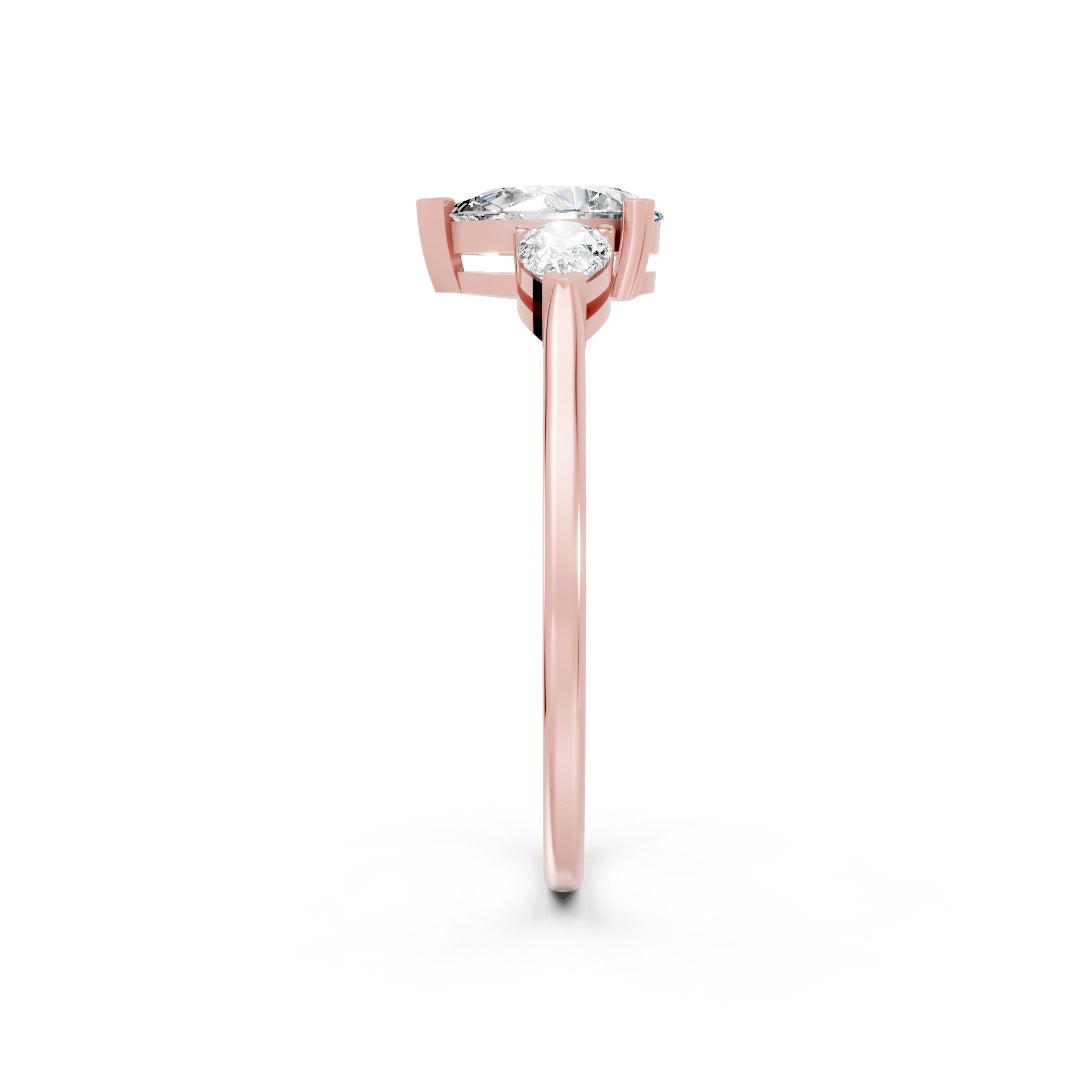 Pear Cut Three Stone Lab Diamond Engagement Ring