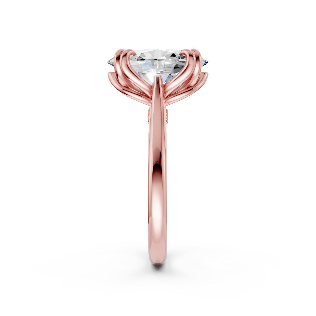 Oval Cut Lab Diamond Curved Cathedral Halo Ring