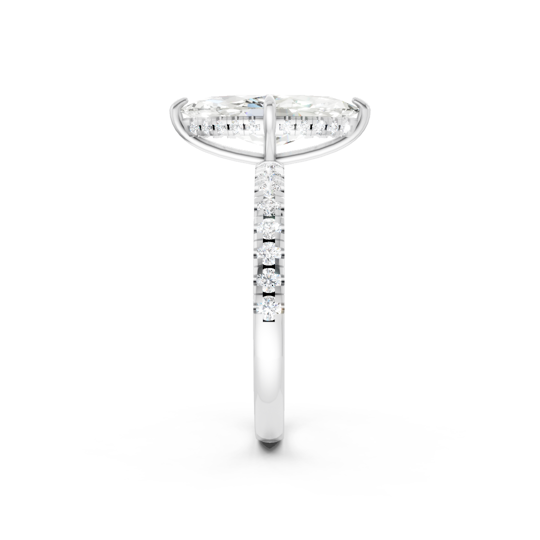 Marquise Cut Hidden Halo Pave Set Ring