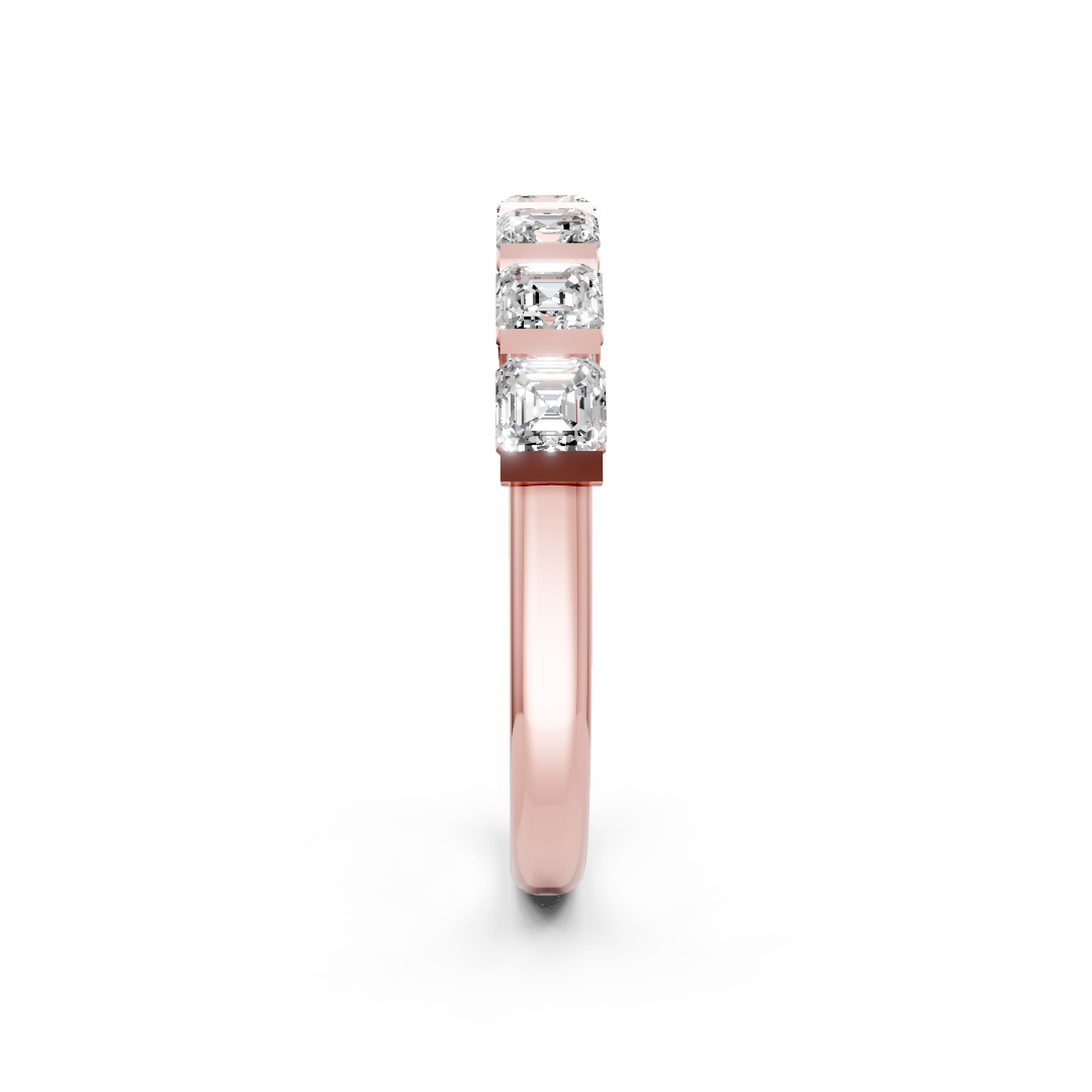 Channel Set Asscher Diamond Half Eternity Band