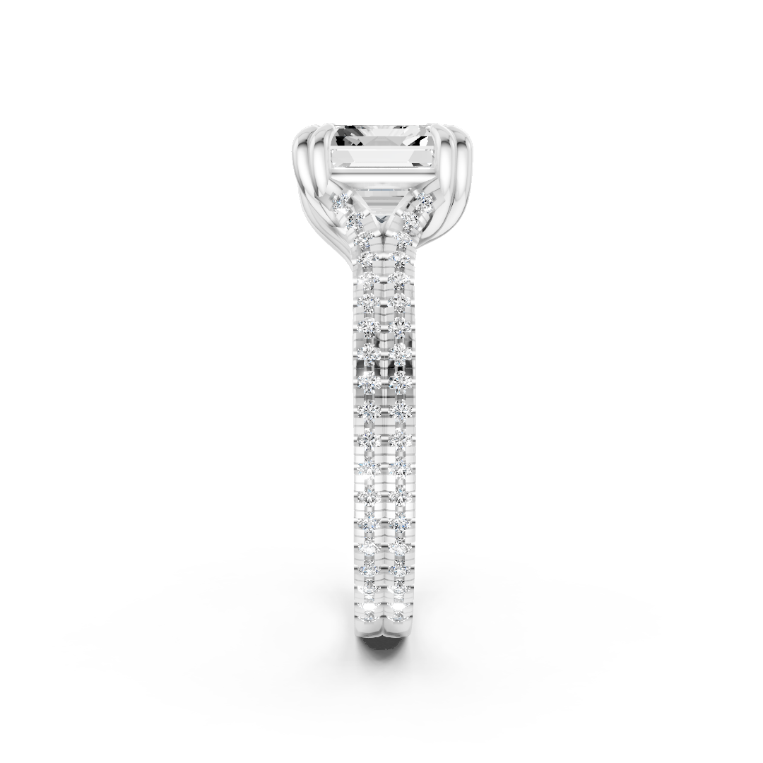 Asscher Diamond Double Band Engagement Ring