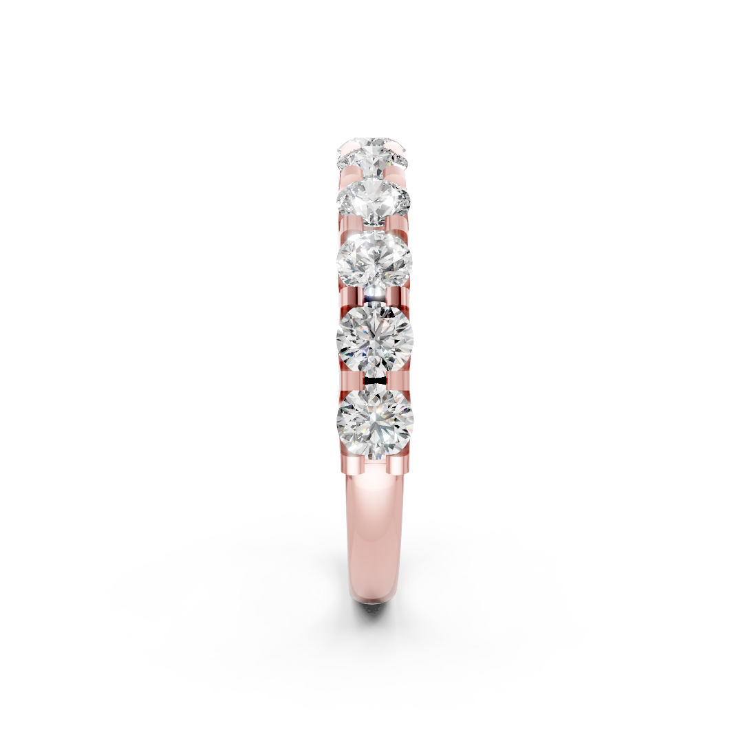 Round Diamond U Shaped Wedding Band