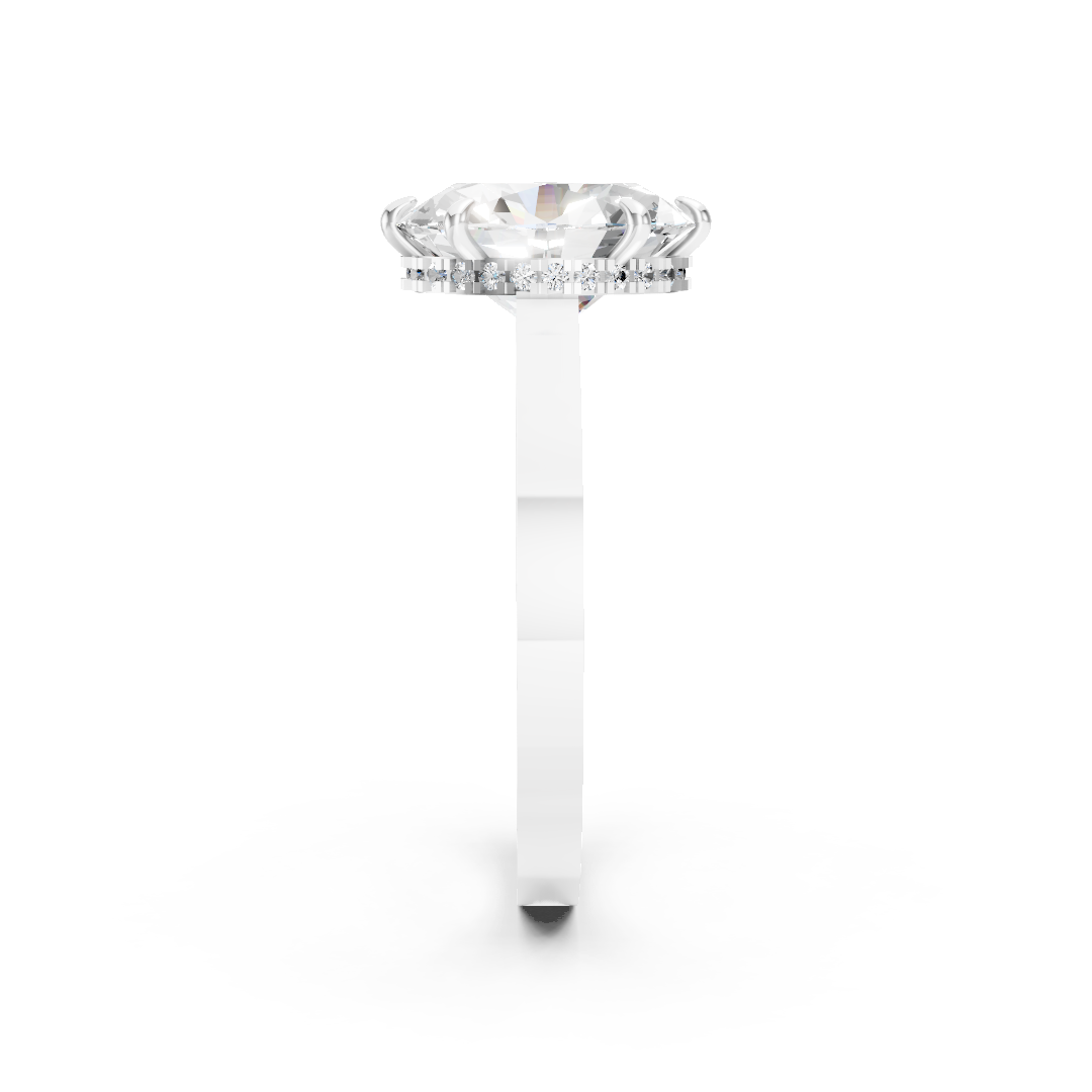 Oval Solitaire Diamond Hidden Halo Ring