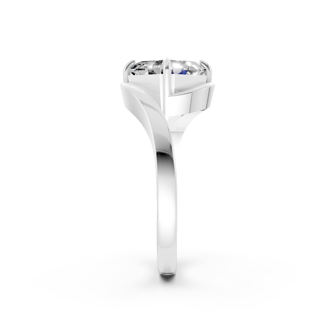 Asscher Diamond Bypass Shank Ring