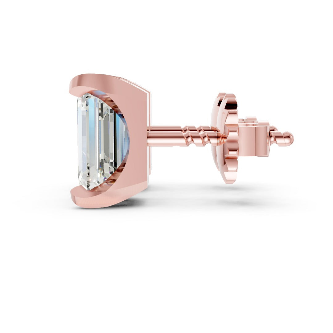 Emerald Cut Diamond Stud Earrings