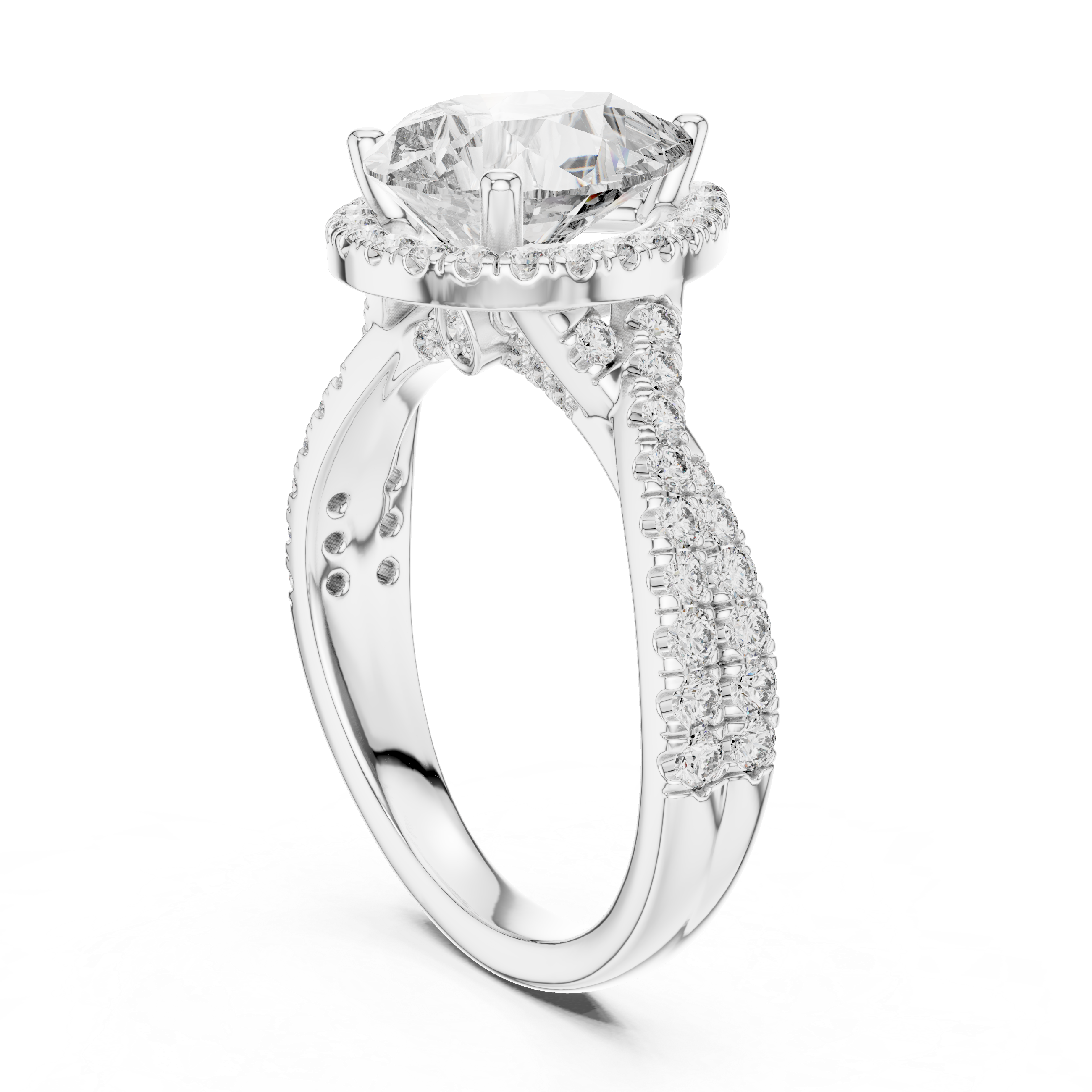 Pear Cut Twisted Pave Diamond Wedding Ring