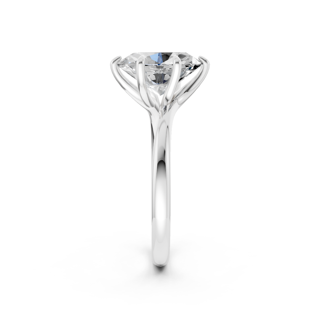 Oval Diamond Bypass Shank Solitaire Ring
