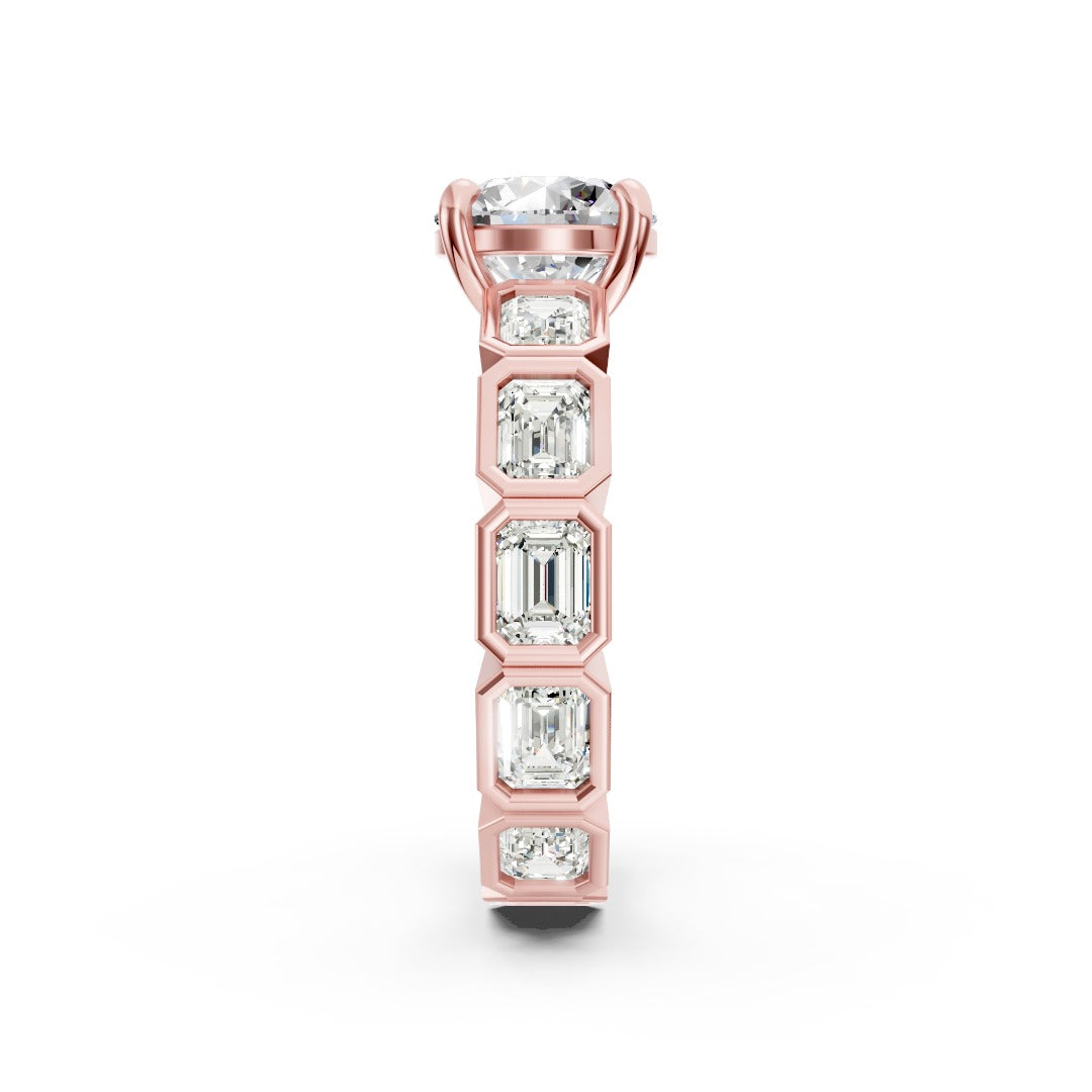 Round Cut Diamond Bezel Set Full Eternity Wedding Ring