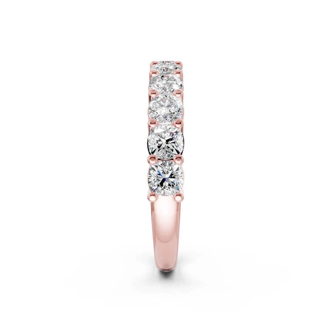 Shared Prong Cushion Cut Half Eternity Band