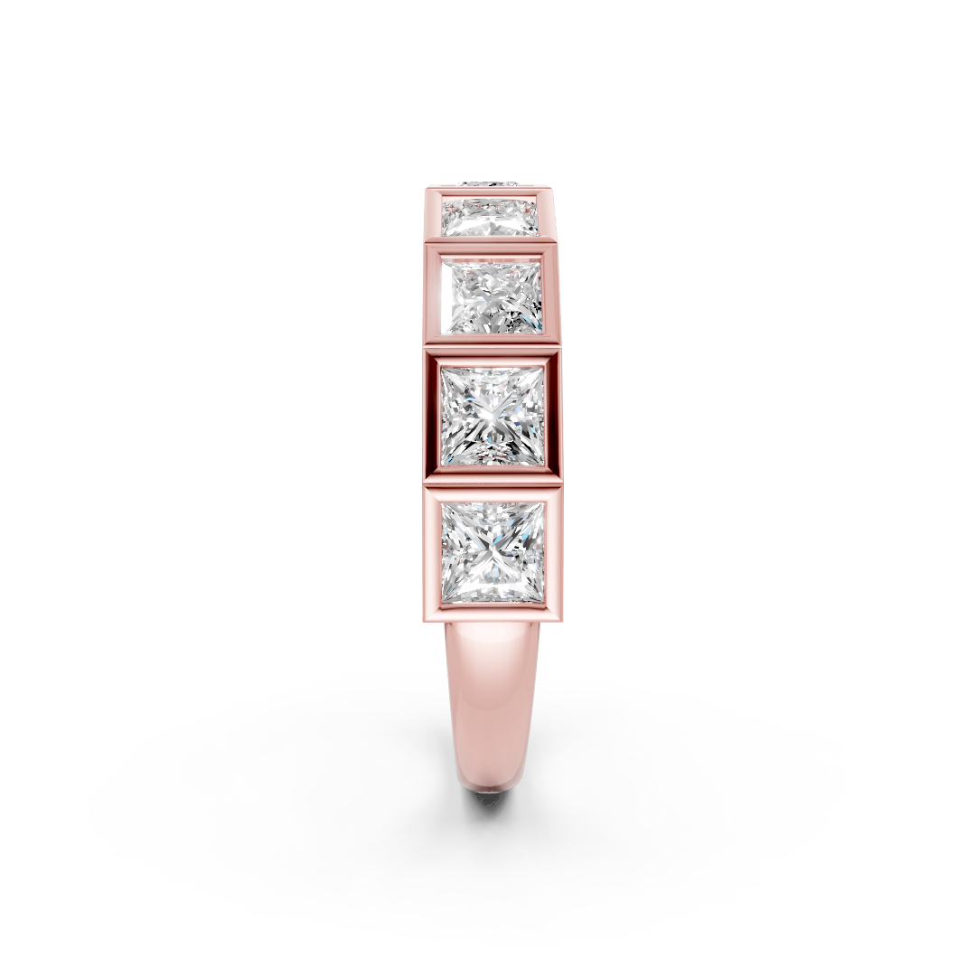 Bezel Set Princess Diamond Half Eternity Band