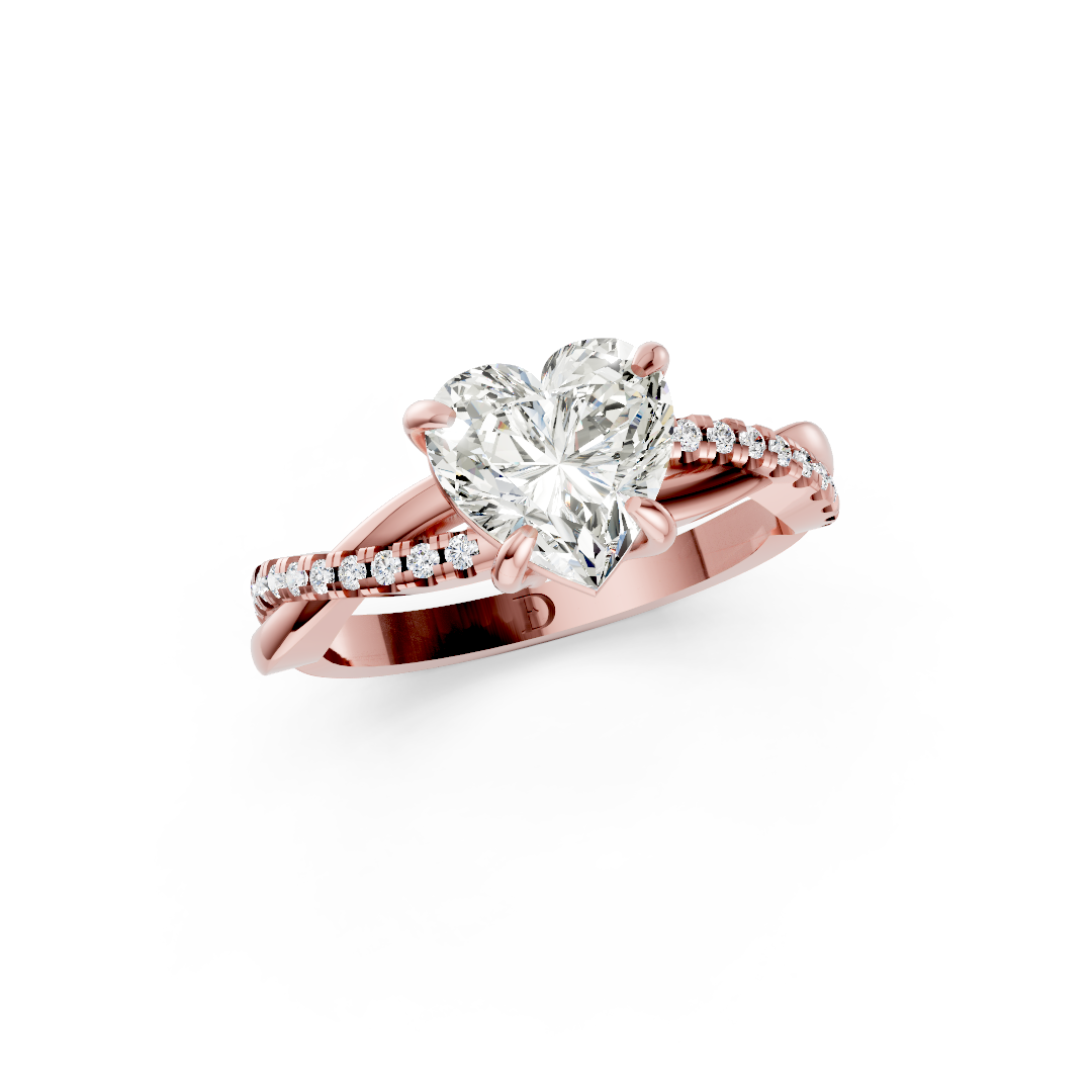 Heart Cut Diamond Twisted Infinity Ring With Half-Pavé Shank
