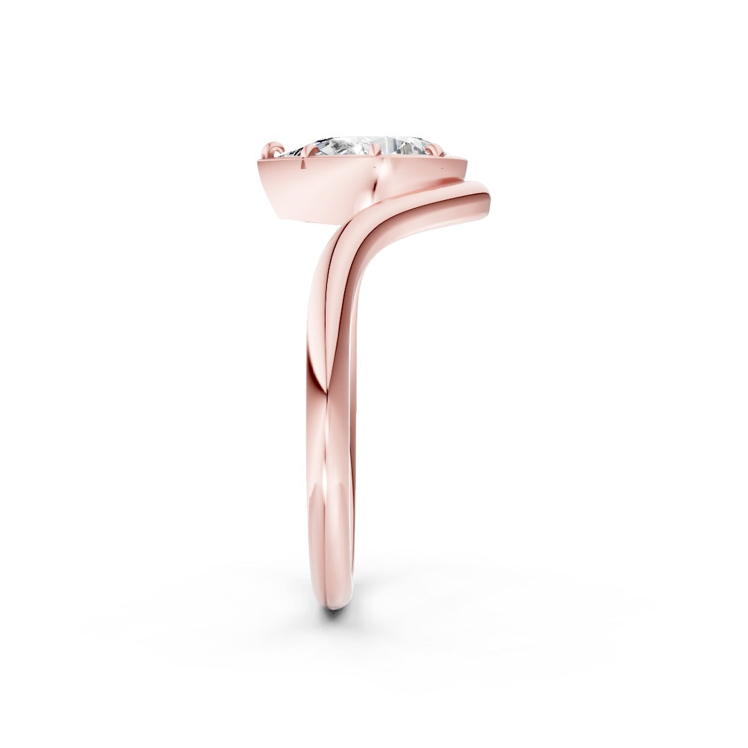 Lotus Pear Cut Diamond Solitair Bypass Ring